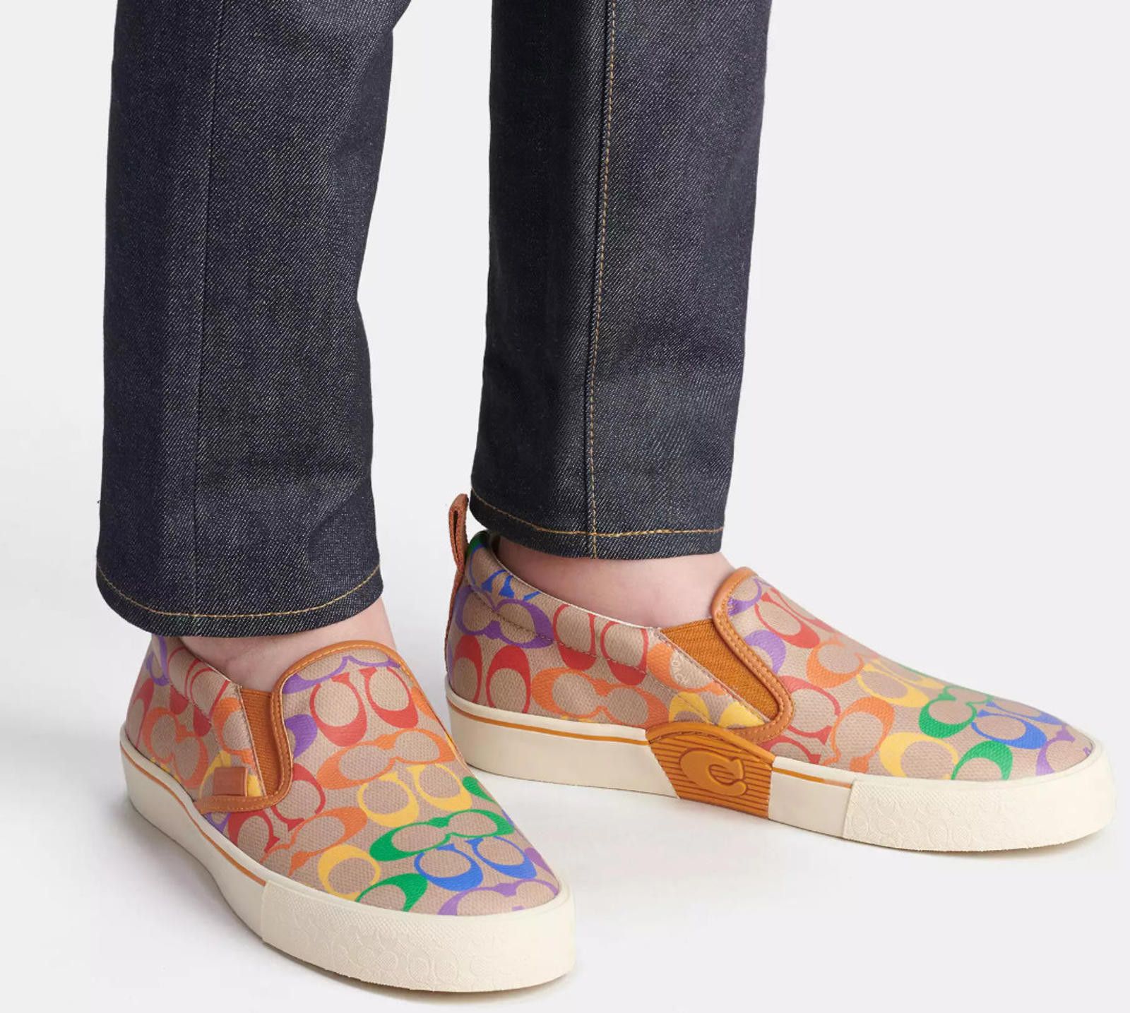 Coach Men's COACH Pride Rainbow Skate SlipOn Sneaker Tan 12 D NWT Size US 12 / EU 45 - 10 Thumbnail