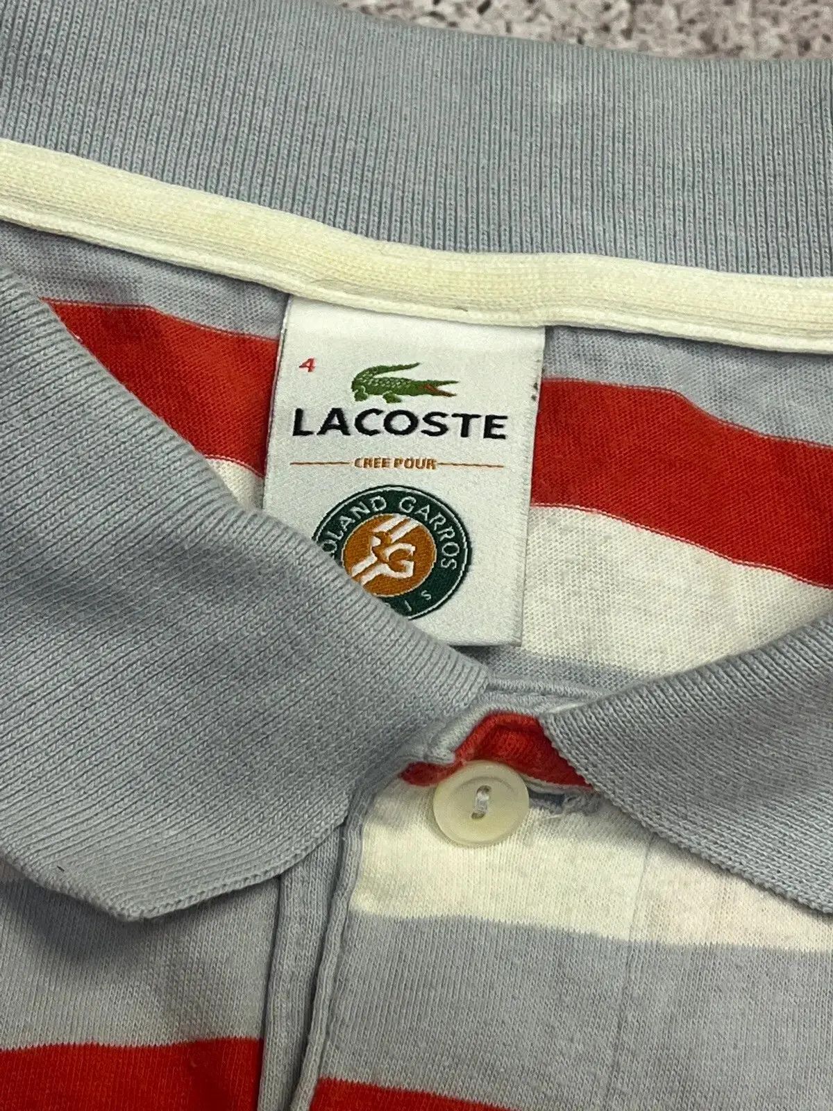 Lacoste Vintage Lacoste Roland Garros Polo Shirt Striped Red Gray Size US M / EU 48-50 / 2 - 4 Thumbnail