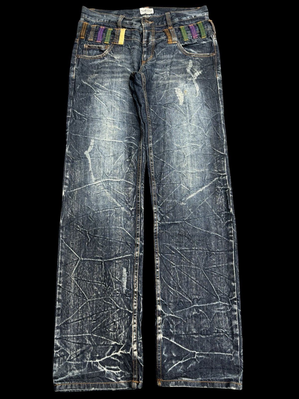 Japanese Brand 💥Double Waist💥Insane Japan Style Nylaus Distressd Denim F514 Size US 32 / EU 48 - 2 Thumbnail