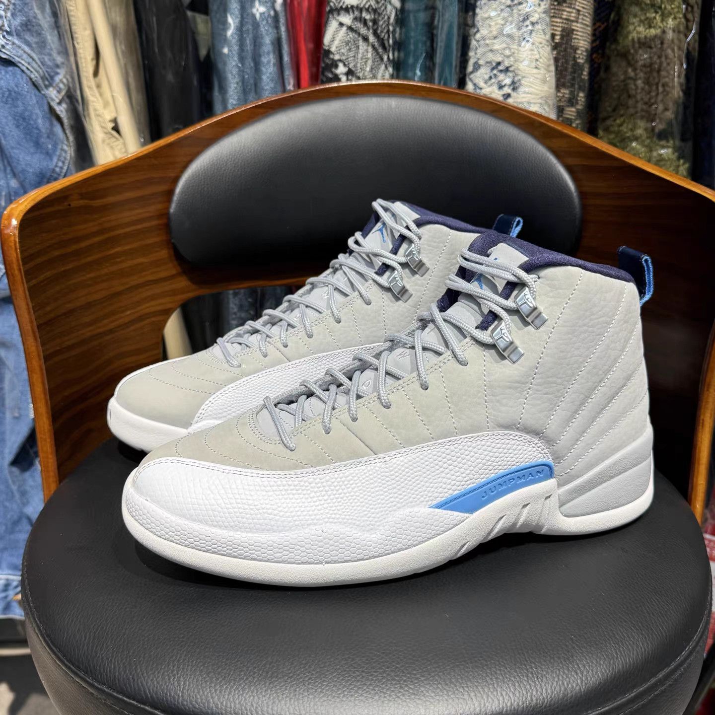 Jordan Brand Air Jordan 12 Wolf Grey White Blue Grey K15 Size US 10 / EU 43 - 1 Thumbnail
