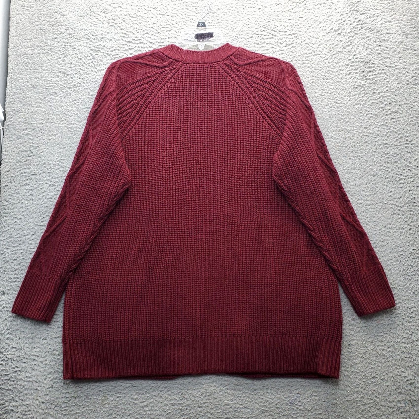 Vintage St. John's Bay Cardigan Womens Large Burgundy Knitted Long Sleeve Open Front Size L / US 10 / IT 46 - 2 Thumbnail