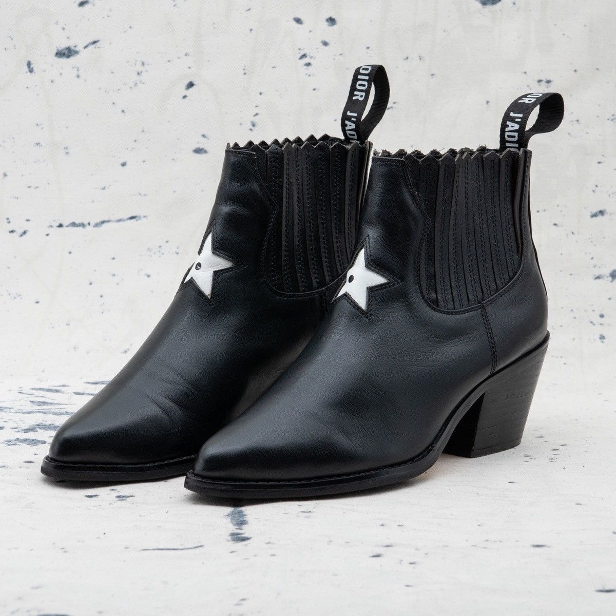 Vintage Y2K Dior JaDior Star WomenS Leather Heel Shoes Boots in Black, Women's (Size 7)