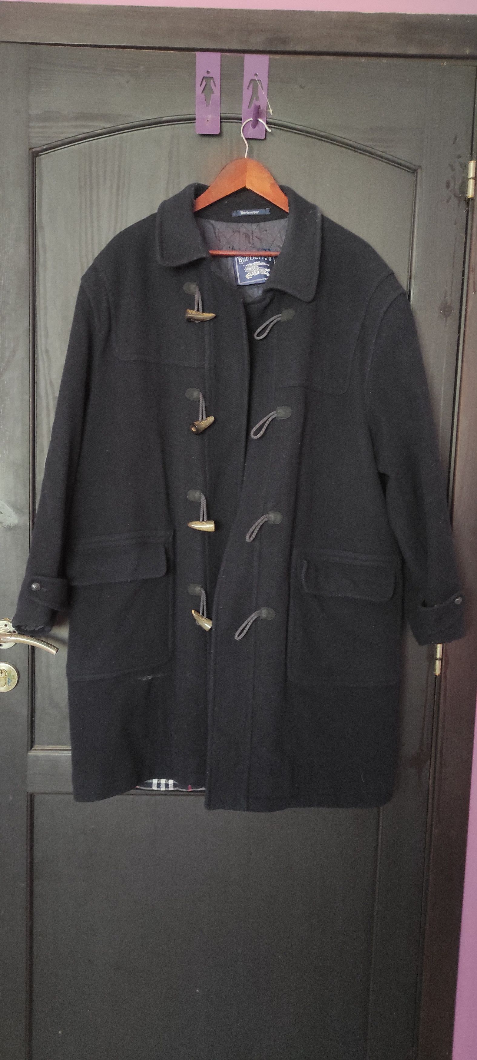 Burberry × Vintage Burberrys Mens Nova Check Wool Duffle Coat Made In Spain Size US L / EU 52-54 / 3 - 19 Thumbnail