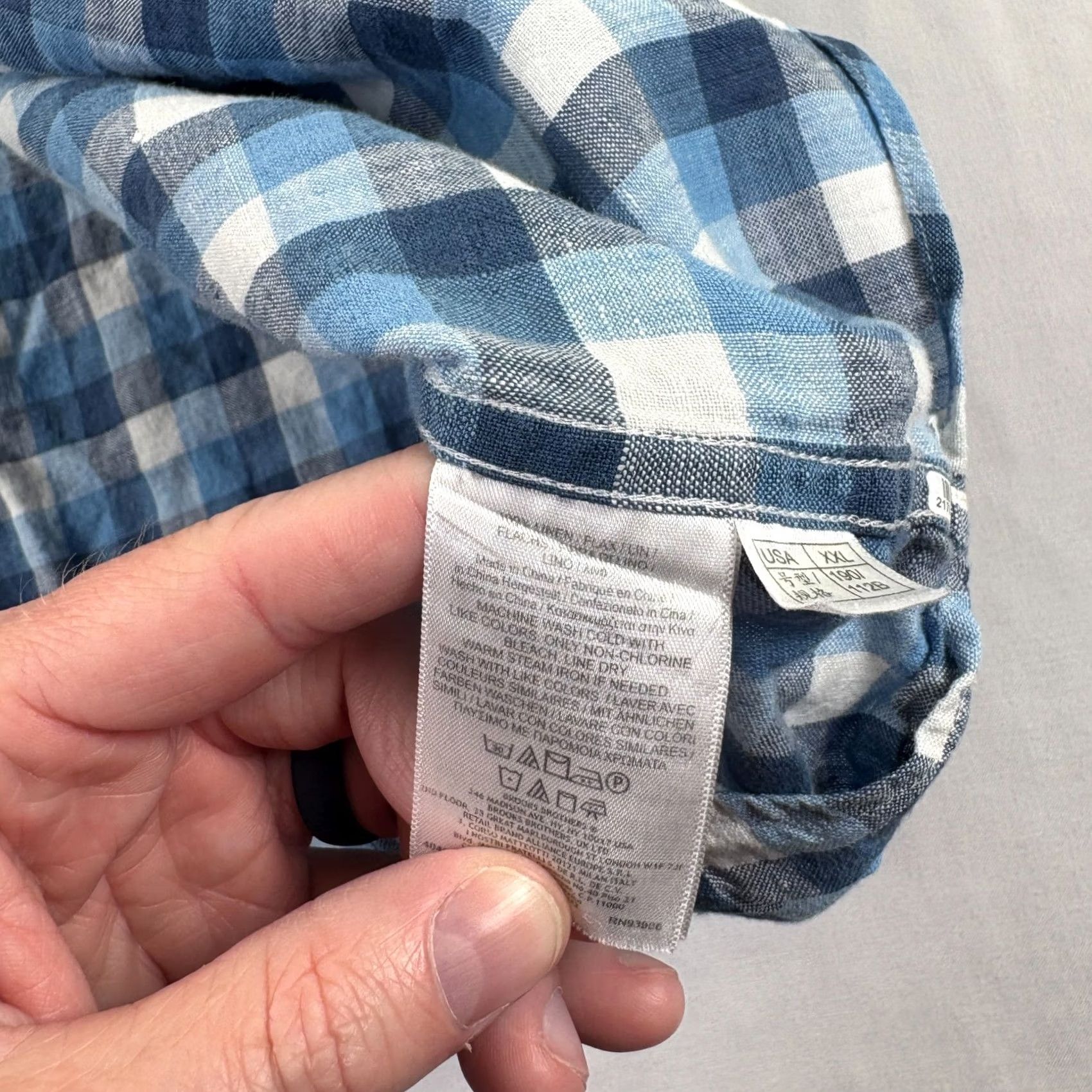 Brooks Brothers Brooks Brothers Linen Shirt Mens 2XL Blue Plaid Button-Up Short Sleeve Beach Shirt Size US XXL / EU 58 / 5 - 6 Thumbnail