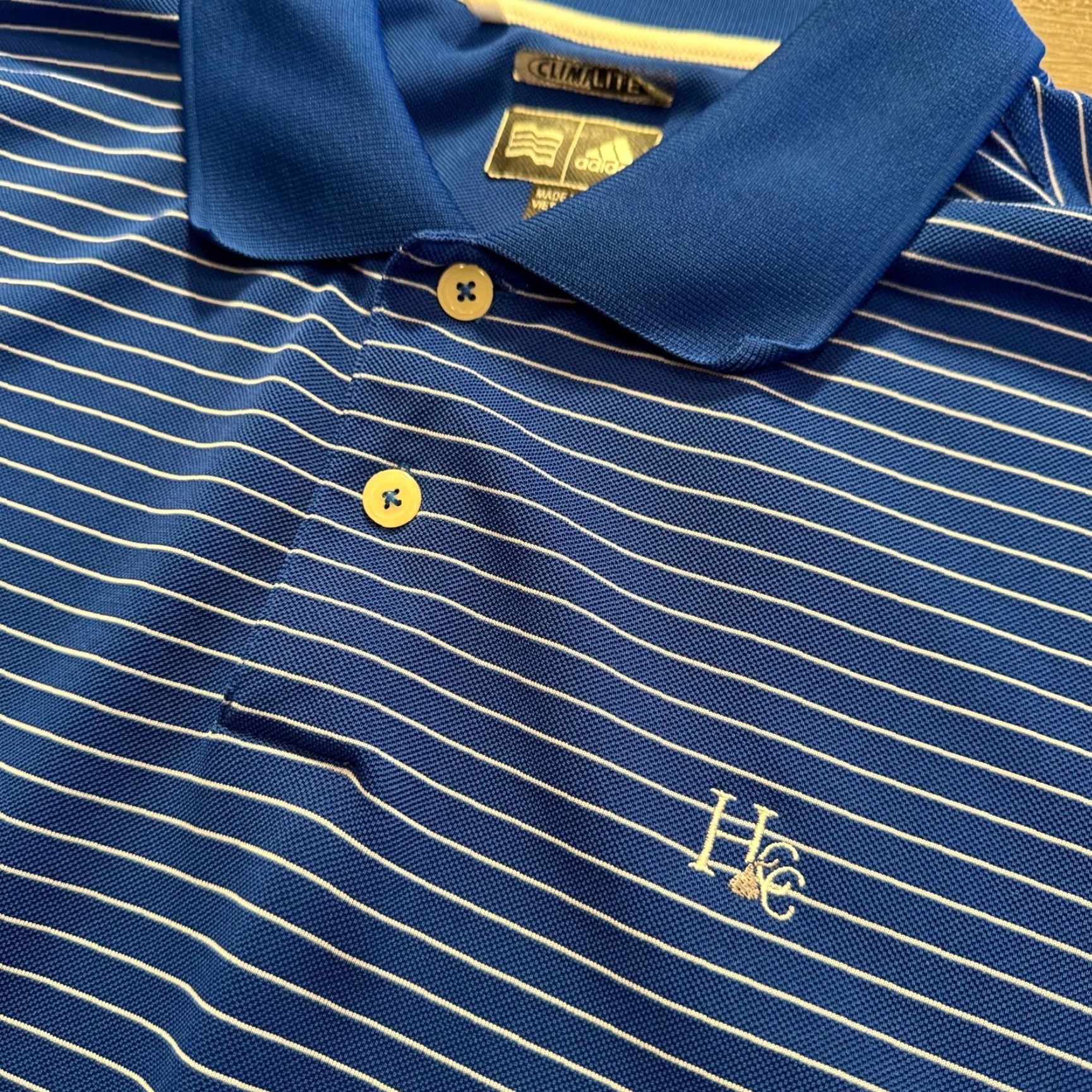 Adidas Adidas Polo Shirt Mens Large Blue Striped Short Sleeve Golf Performance Golfer Polo Size US L / EU 52-54 / 3 - 2 Thumbnail