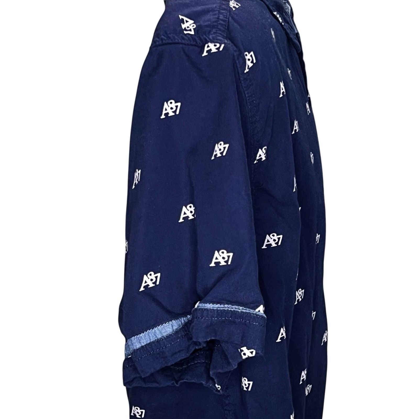 Aeropostale Aeropostale A87 Men’s Short Sleeve Button Up Shirt Navy Blue Size US L / EU 52-54 / 3 - 5 Thumbnail