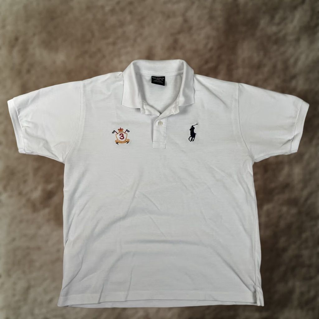 Ralph Lauren Vintage Polo Jeans Co. Ralph Lauren White Crest Golf Shirt Mens 2XL Size US XXL / EU 58 / 5 - 1 Thumbnail