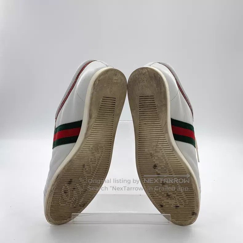 Gucci Gucci White striped webbing lace-up casual flat board shoe Size US 5.5 / IT 35.5 - 5 Thumbnail