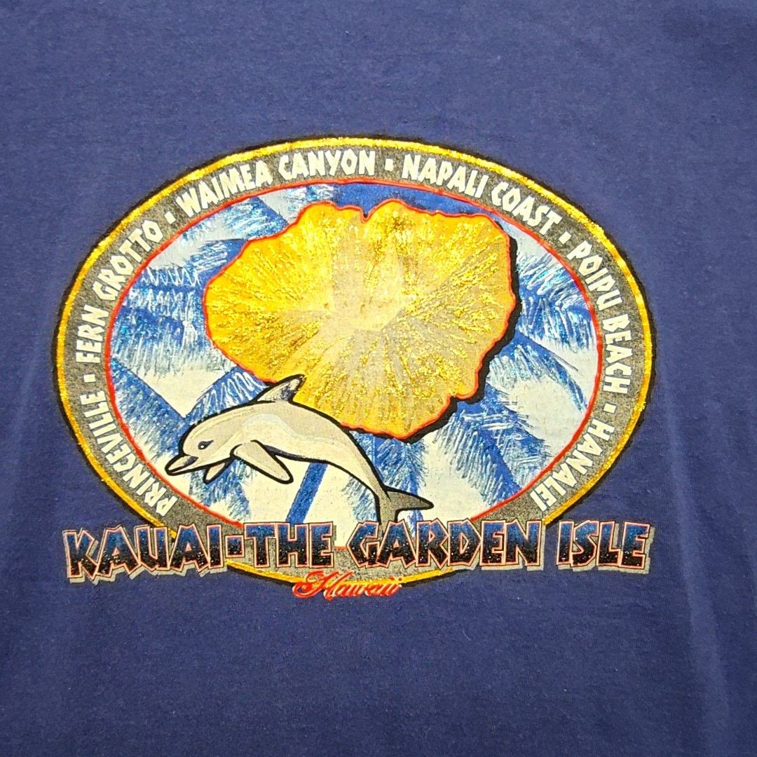 Fruit Of The Loom Kauai Hawaii The Garden Isle Tee Dolphin Blue 2X Shirt Size US XXL / EU 58 / 5 - 2 Thumbnail