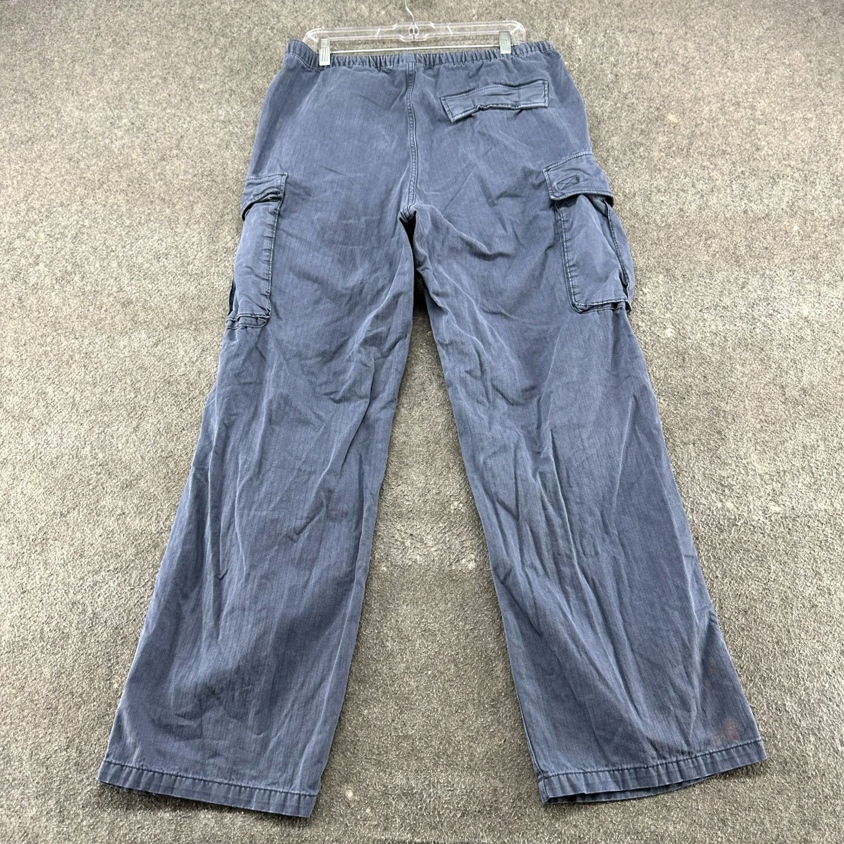 H&M H&M Pants Mens M Blue Cargo Loose Fit Drawstring Herringbone Baggy Military Wide-Leg Casual Workwear 90s Size US 31 - 7 Thumbnail