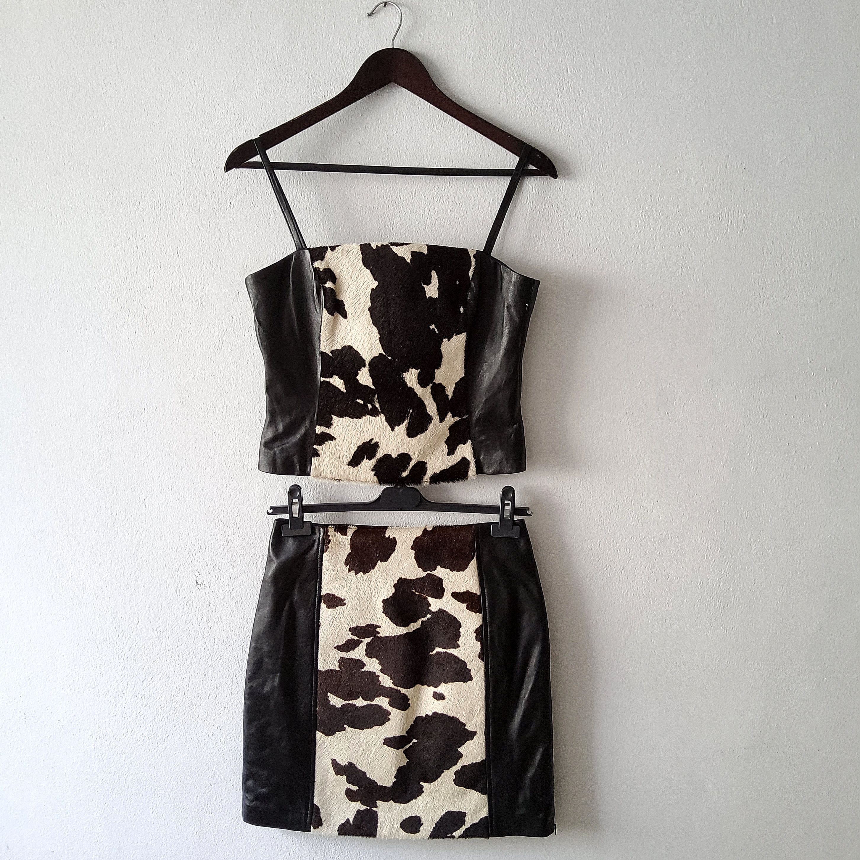 Other Vintage y2k cowhide leather top & matching skirt set Size M / US 6-8 / IT 42-44 - 2 Thumbnail