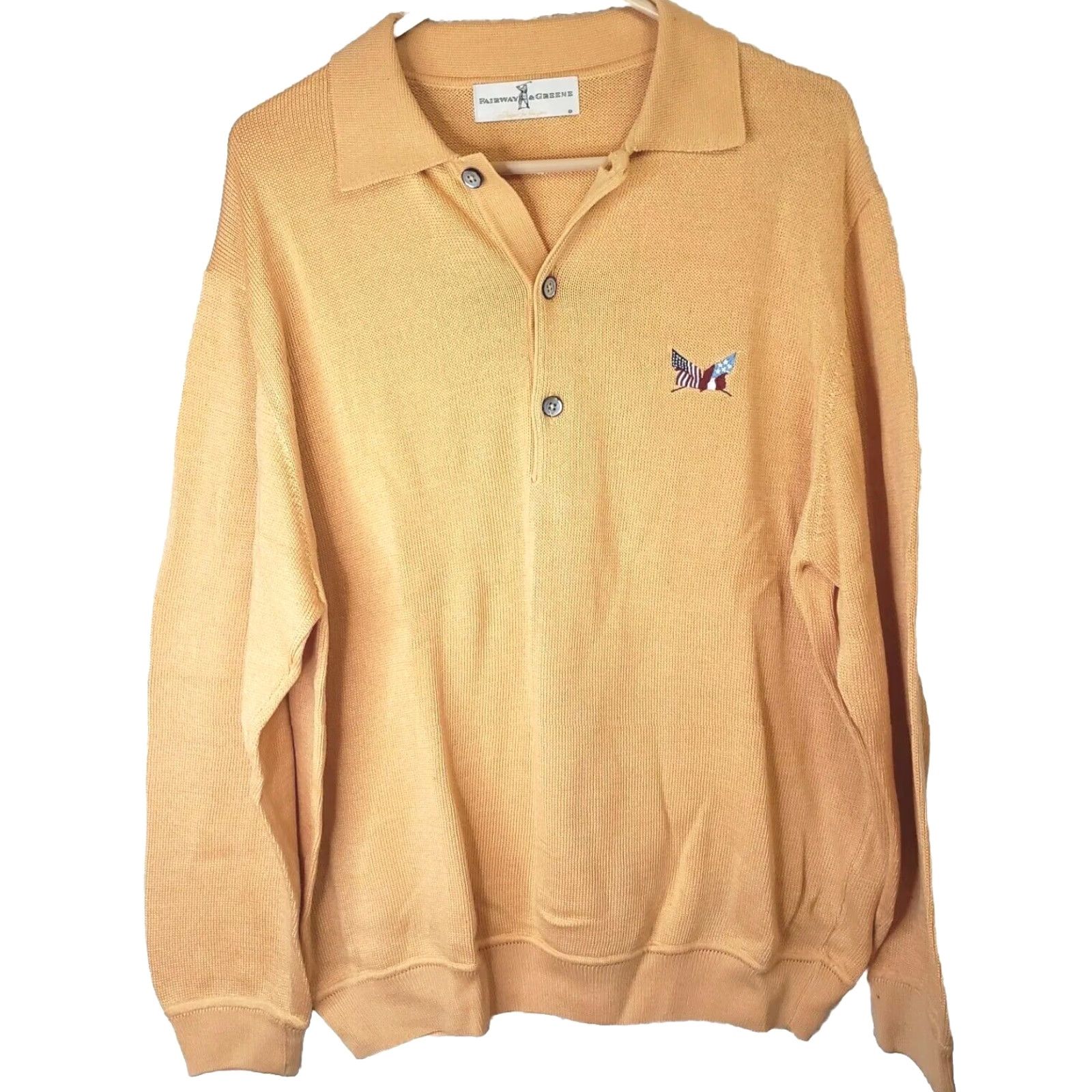 Vintage Fairway & Greene Pullover Sweater Shirt L Men Yellow Pima Cotton US Flags Civil War Era Size US L / EU 52-54 / 3 - 2 Thumbnail