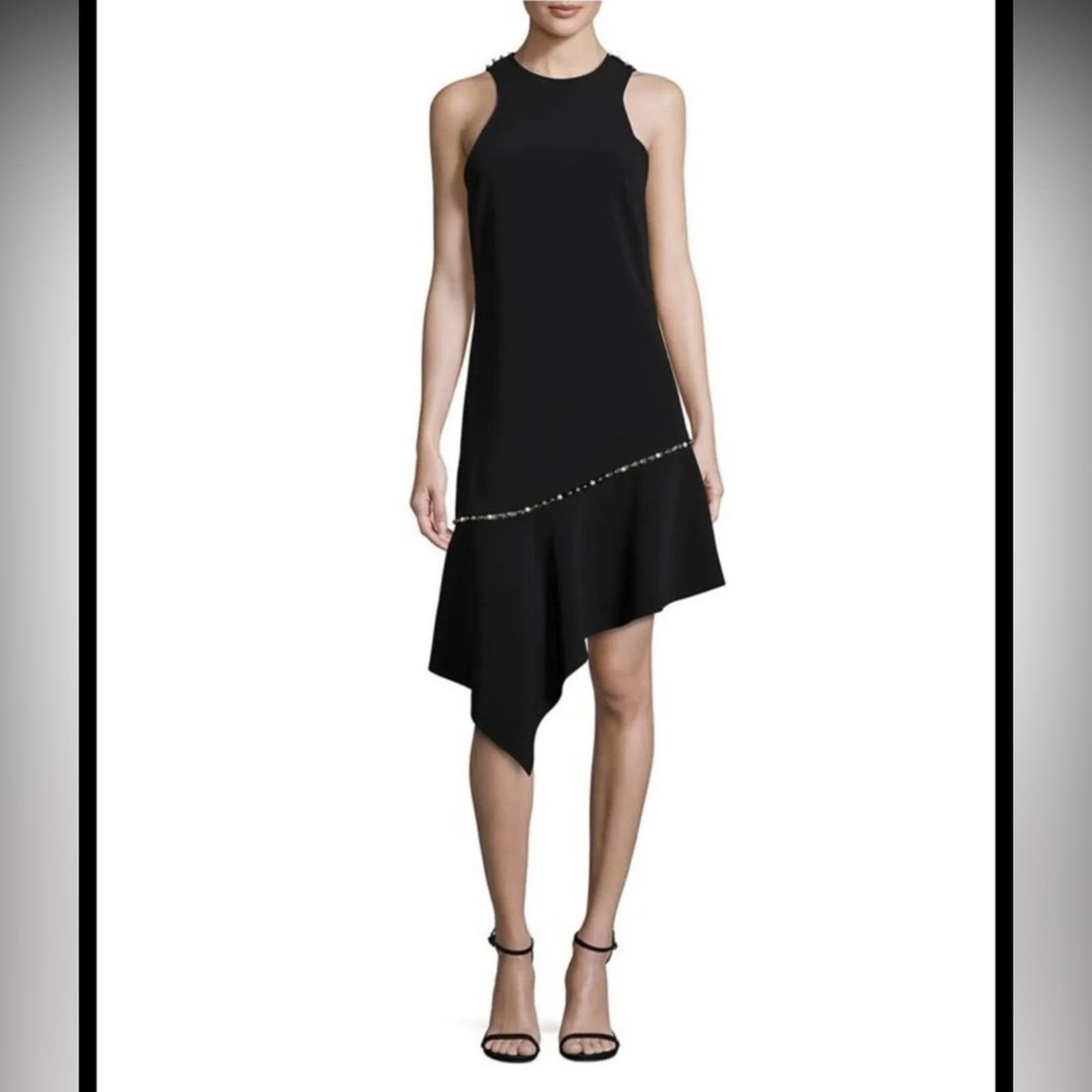 image of Jonathan Simkhai Pearl-Studded Asymmetric Dress in Blue, Women's (Size Medium)