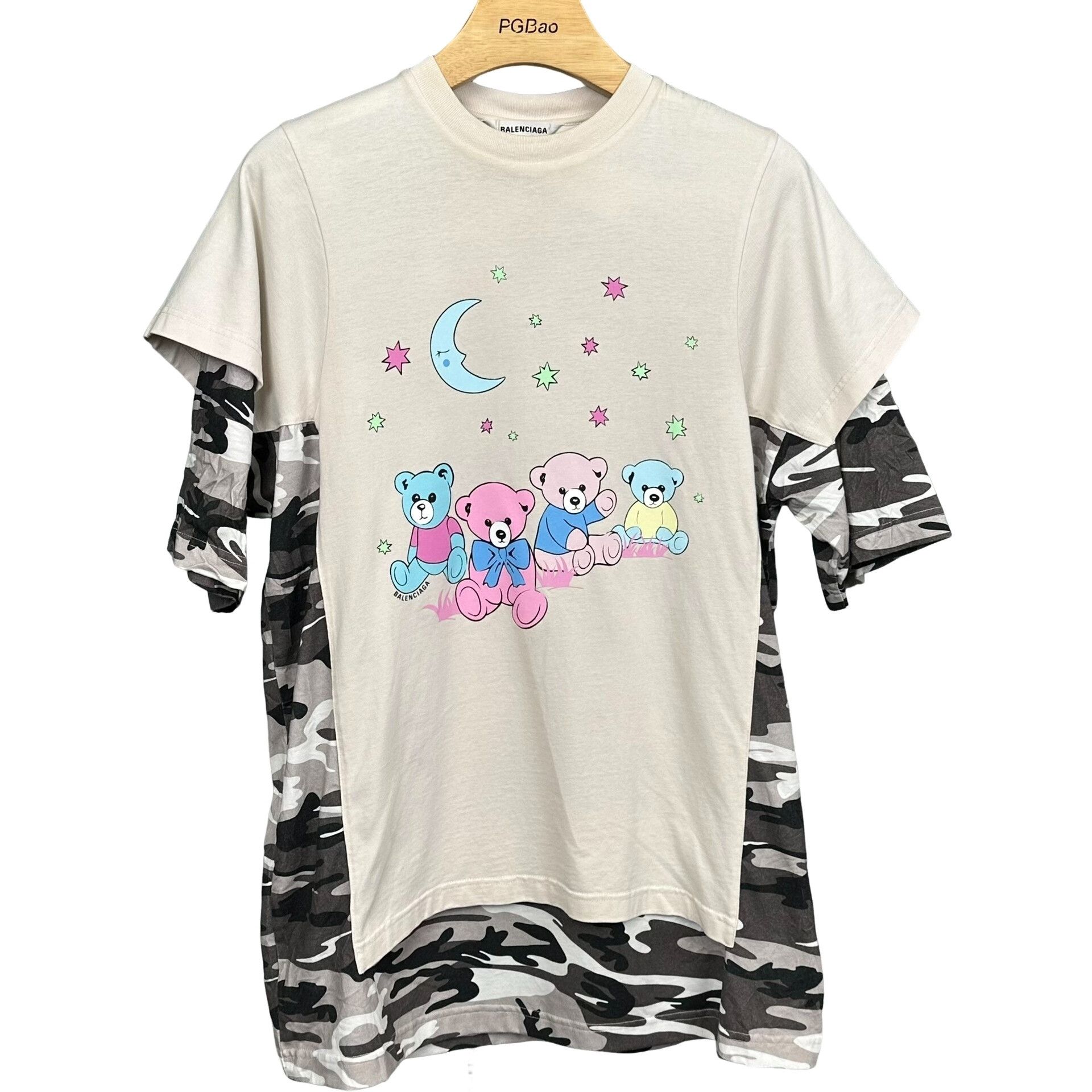 Balenciaga Balenciaga Bear Print Camo Sleeve T-Shirt XS Size US XS / EU 42 / 0 - 1 Thumbnail
