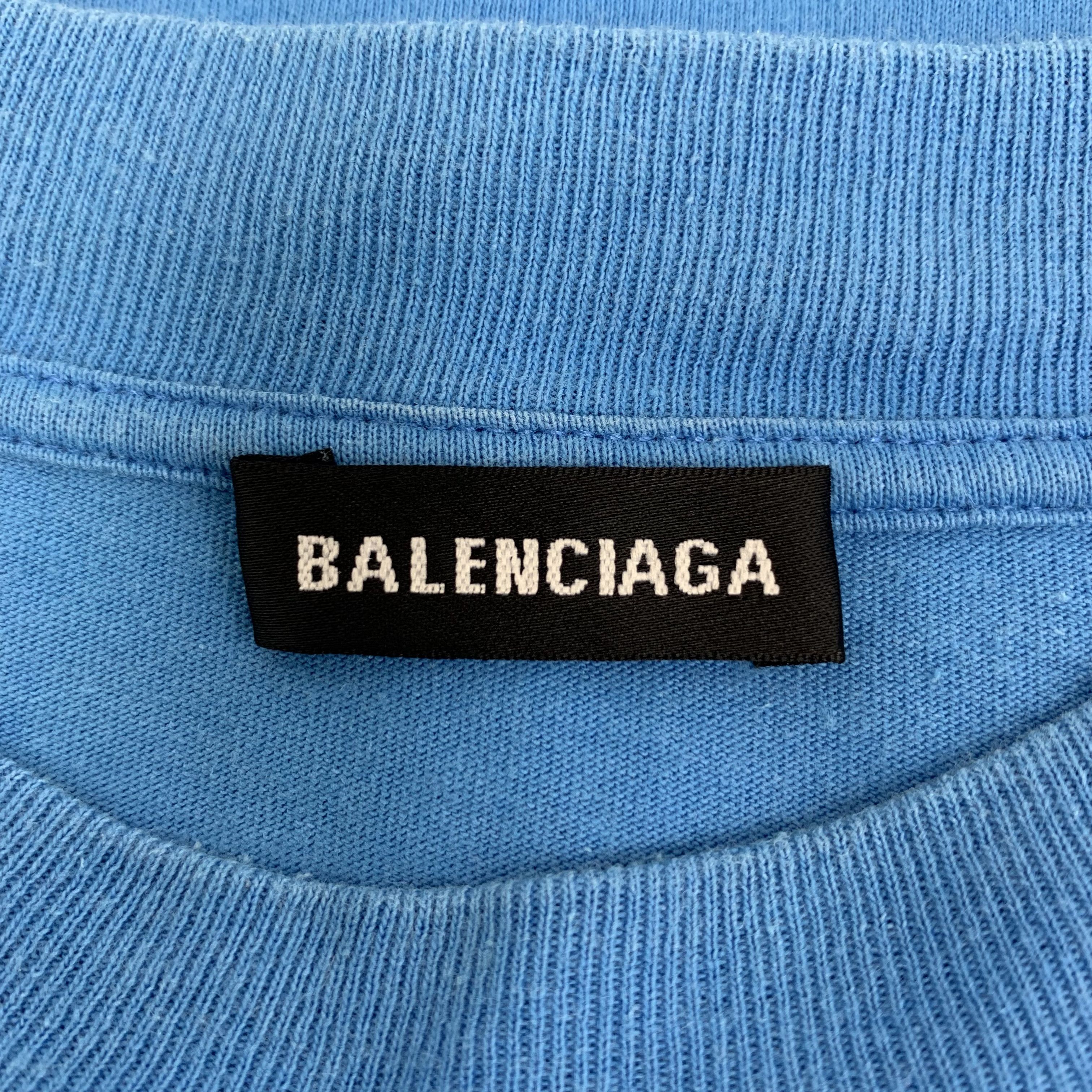 Balenciaga Balenciaga T-Shirt Blue Logo Crewneck (Size M) Size US M / EU 48-50 / 2 - 2 Thumbnail