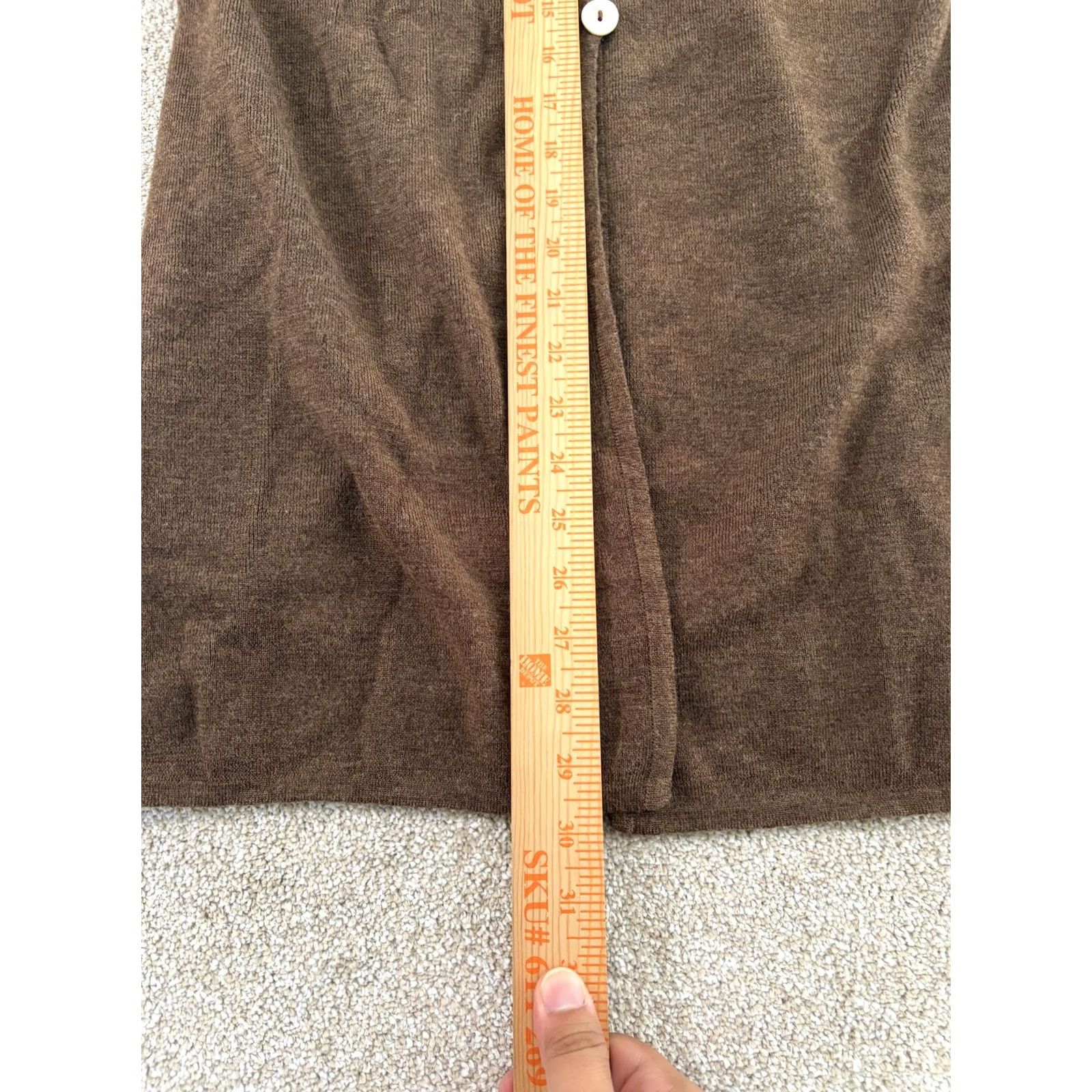 Vintage Rodier Sweater Womens Small Brown Longline Cardigan Button Front Made France Size S / US 4 / IT 40 - 6 Thumbnail