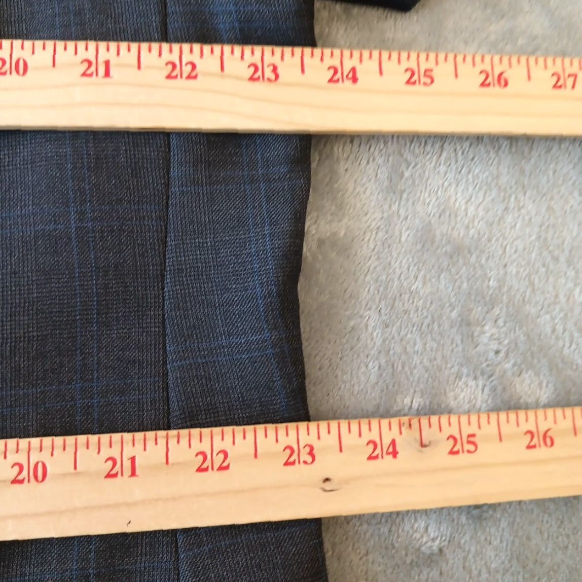 Nautica Nautica Blazer Mens 46 Gray Blue Plaid Wool Two Button Single Vent Notch Lapel 2 Piece Jacket Coat Regular Fit–Mens Size 46R - 7 Thumbnail