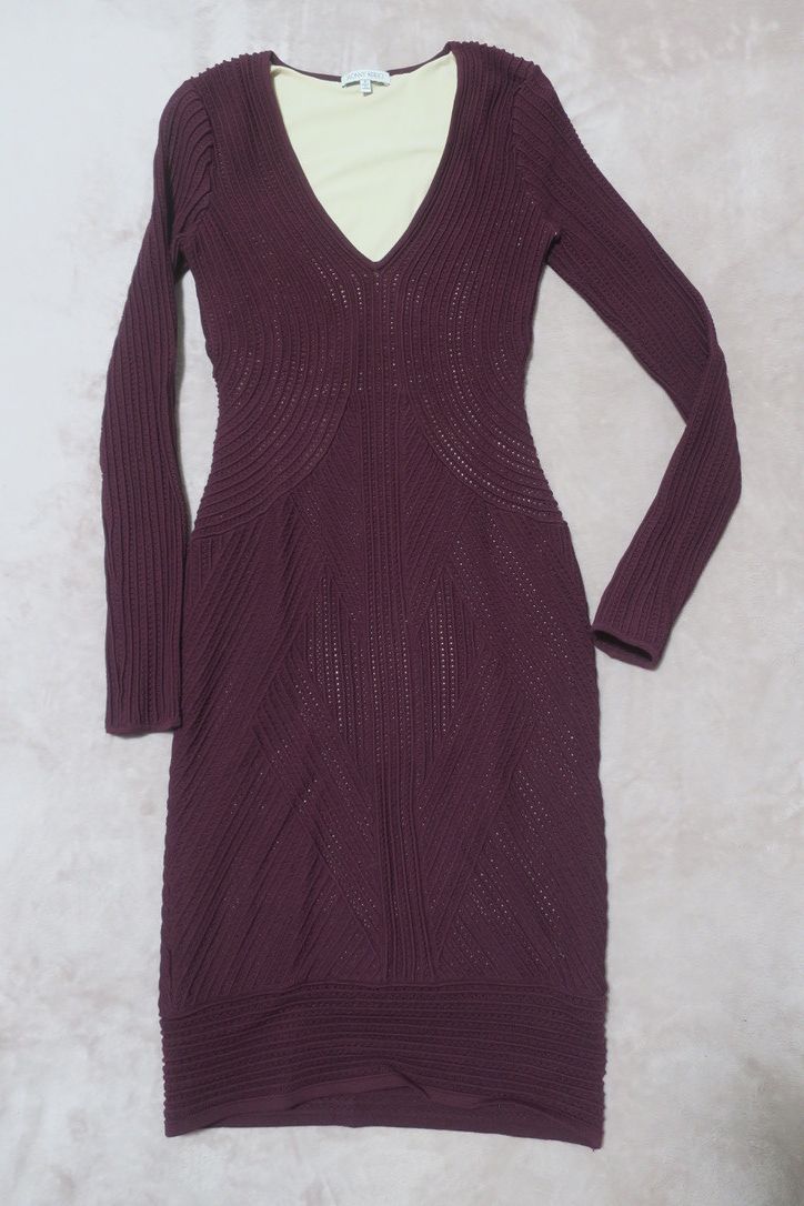 Ronny Kobo Burgundy Pencil Dress Size S / US 4 / IT 40 - 1 Thumbnail