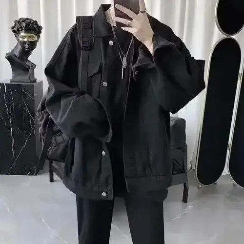 VIBE Black Oversized Harajuku Denim Jeans Jacket Size US M / EU 48-50 / 2 - 4 Thumbnail