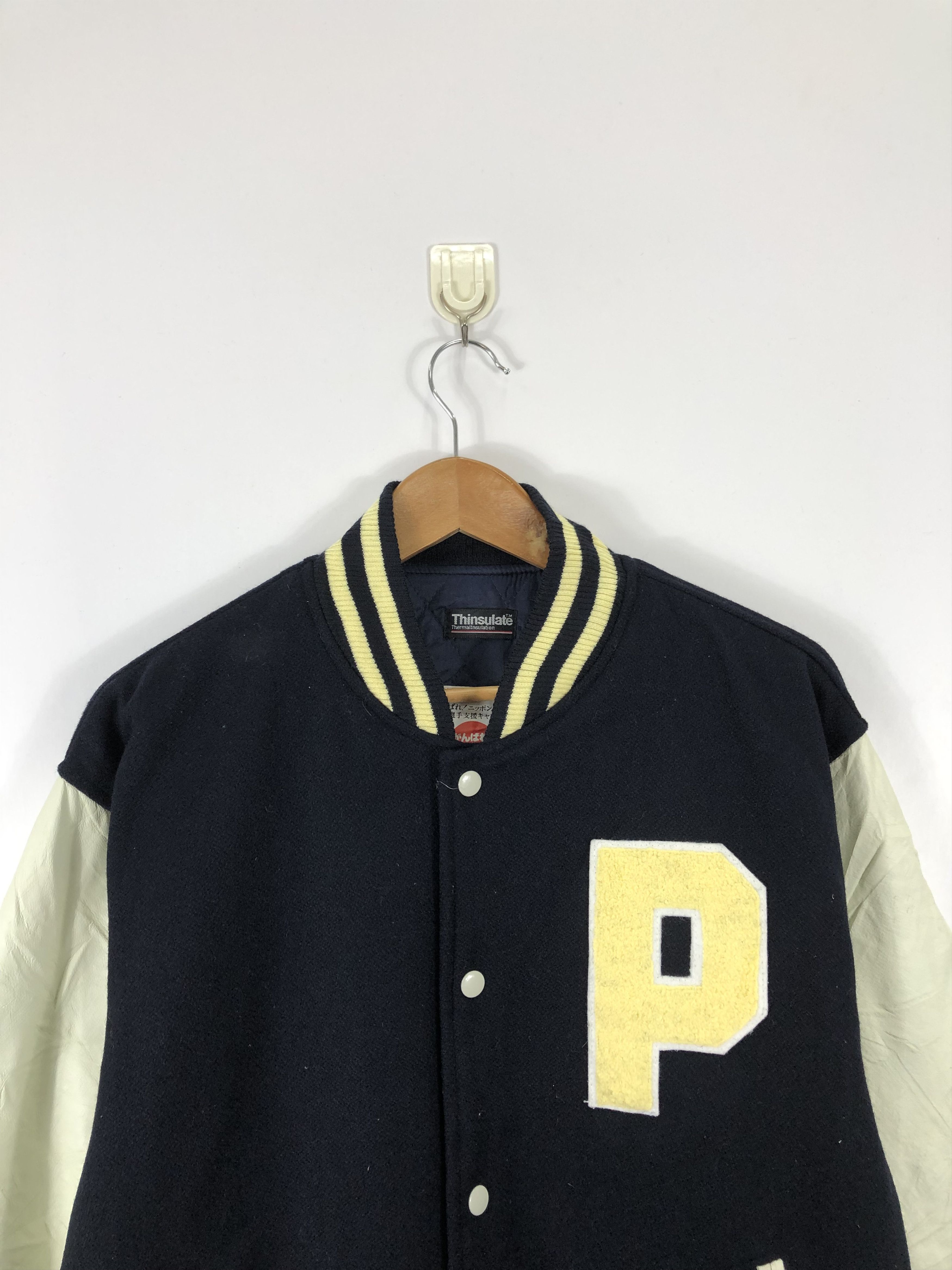 Vintage Vintage 90s Thinsulate Japan Varsity Leather Sleeve V0223 Size US L / EU 52-54 / 3 - 2 Thumbnail