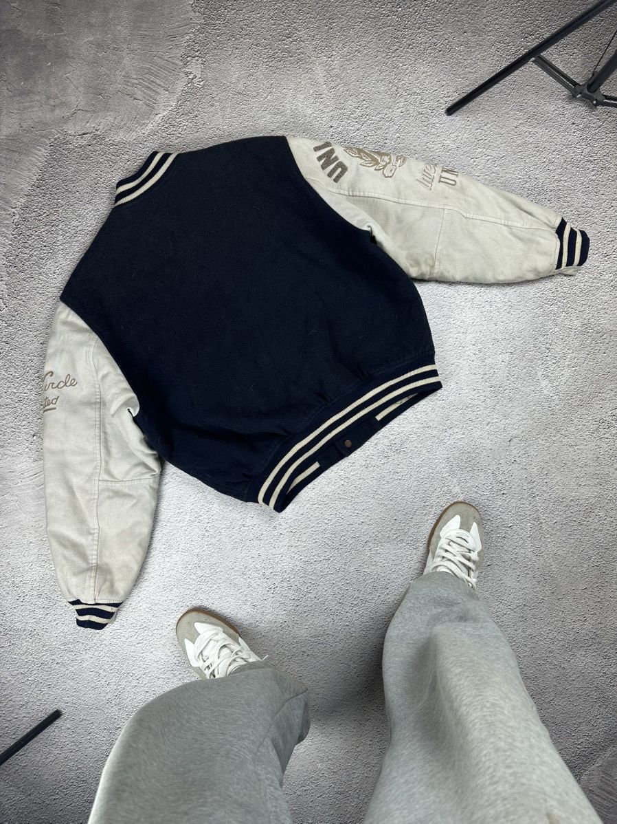 Japanese Brand Vintage Varsity Wool Jacket Unlimited Universal Distressed Size US XL / EU 56 / 4 - 2 Thumbnail