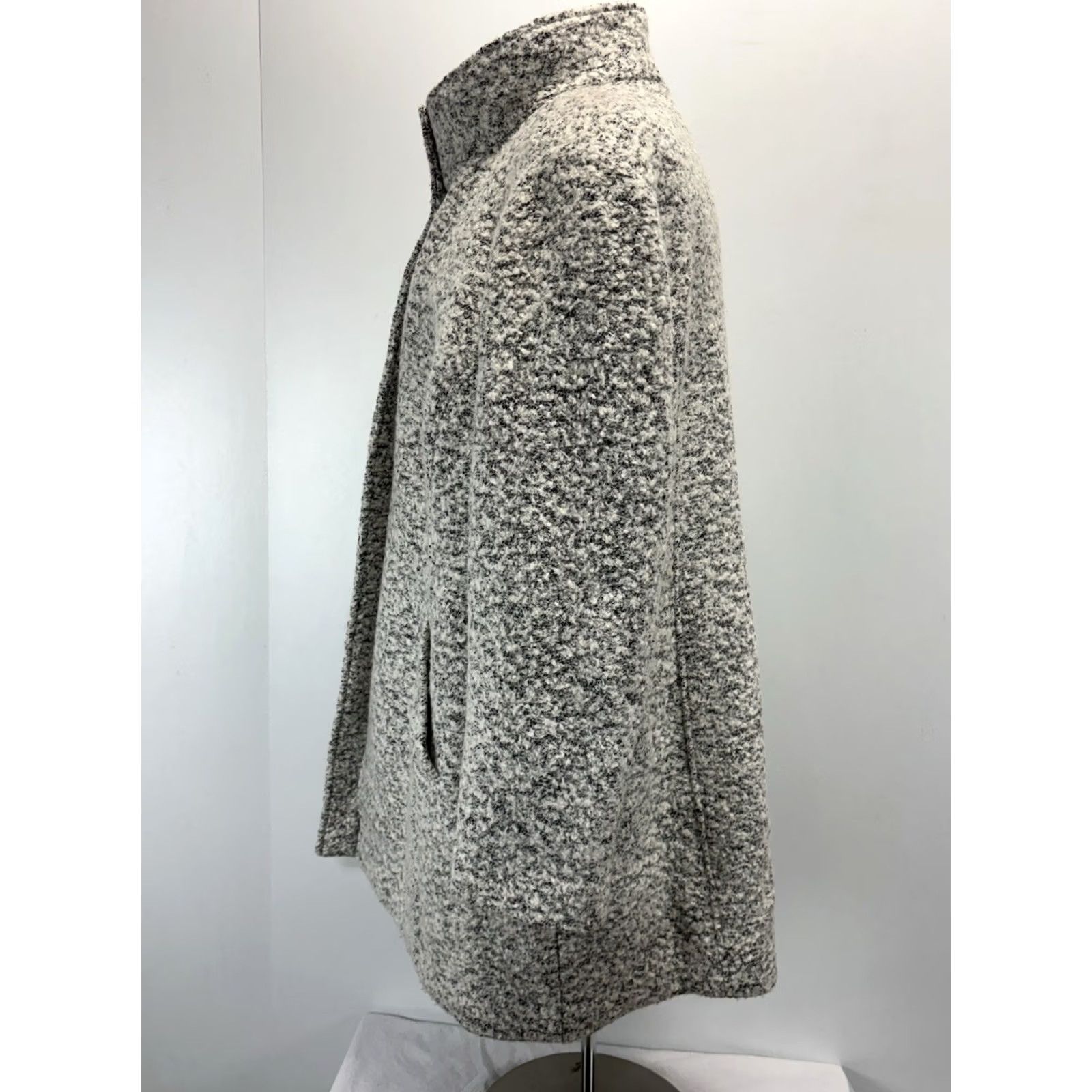 Loft LOFT Coat Wool Blend Marled Boucle Funnel Neck Full Zip Mid-Length Womens 18 Grey Size XXL / US 16-18 / IT 52-54 - 2 Thumbnail