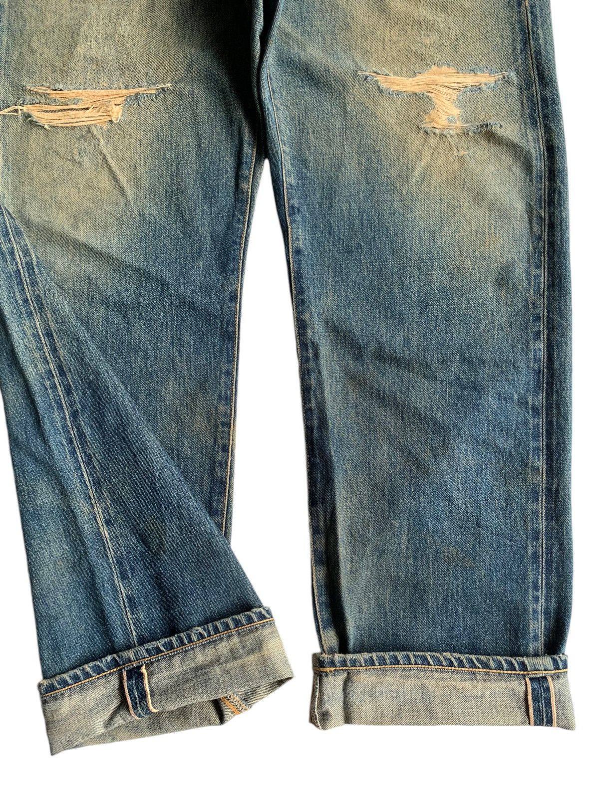 Kapital Whiz Limited Buckle Back Selvedge Distressed Denim Size US 36 / EU 52 - 9 Thumbnail