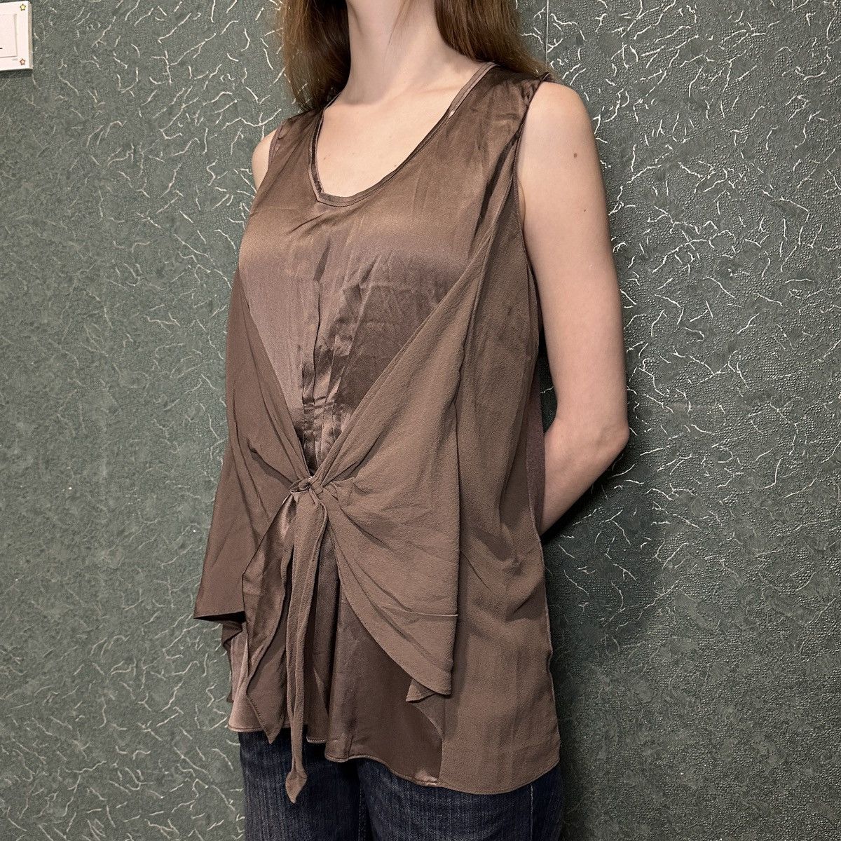 Brunello Cucinelli Brunello Cucinelli Women’s Brown Silk Sleeveless Top Size XL Size XL / US 12-14 / IT 48-50 - 3 Thumbnail