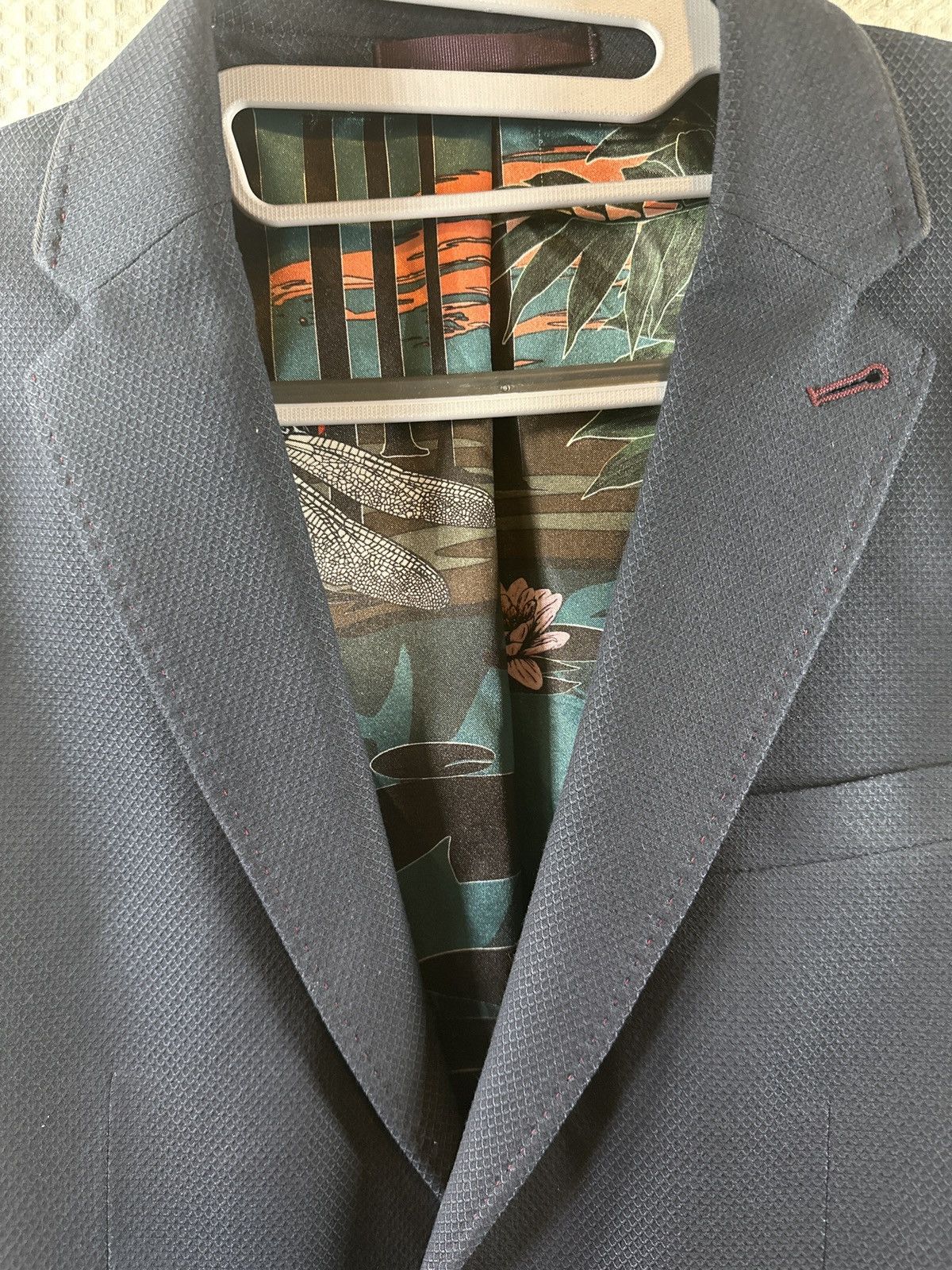 Ted Baker Ted Baker Slim Fit Suit in Navy Blue Textured Wool Size 40S - 3 Thumbnail