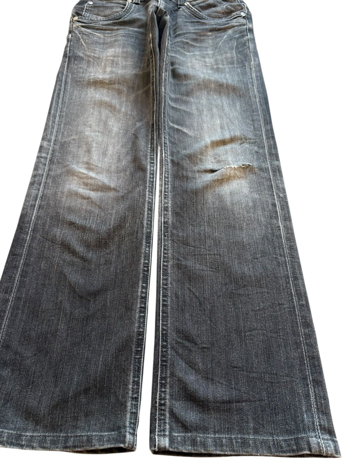 Lee Vintage Lee Mud Wash Buckle Back Distressed Rip Loose Jeans Size US 30 / EU 46 - 7 Thumbnail