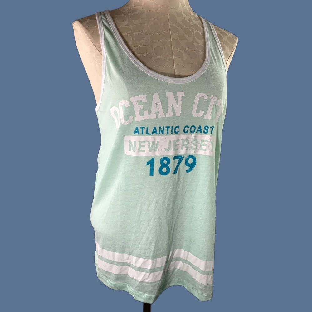 Vintage VINTAGE XL Exist Women's Tank - Ocean City NJ Atlantic Coast Floral Green Sleeveless Tunic Size XL / US 12-14 / IT 48-50 - 1 Thumbnail
