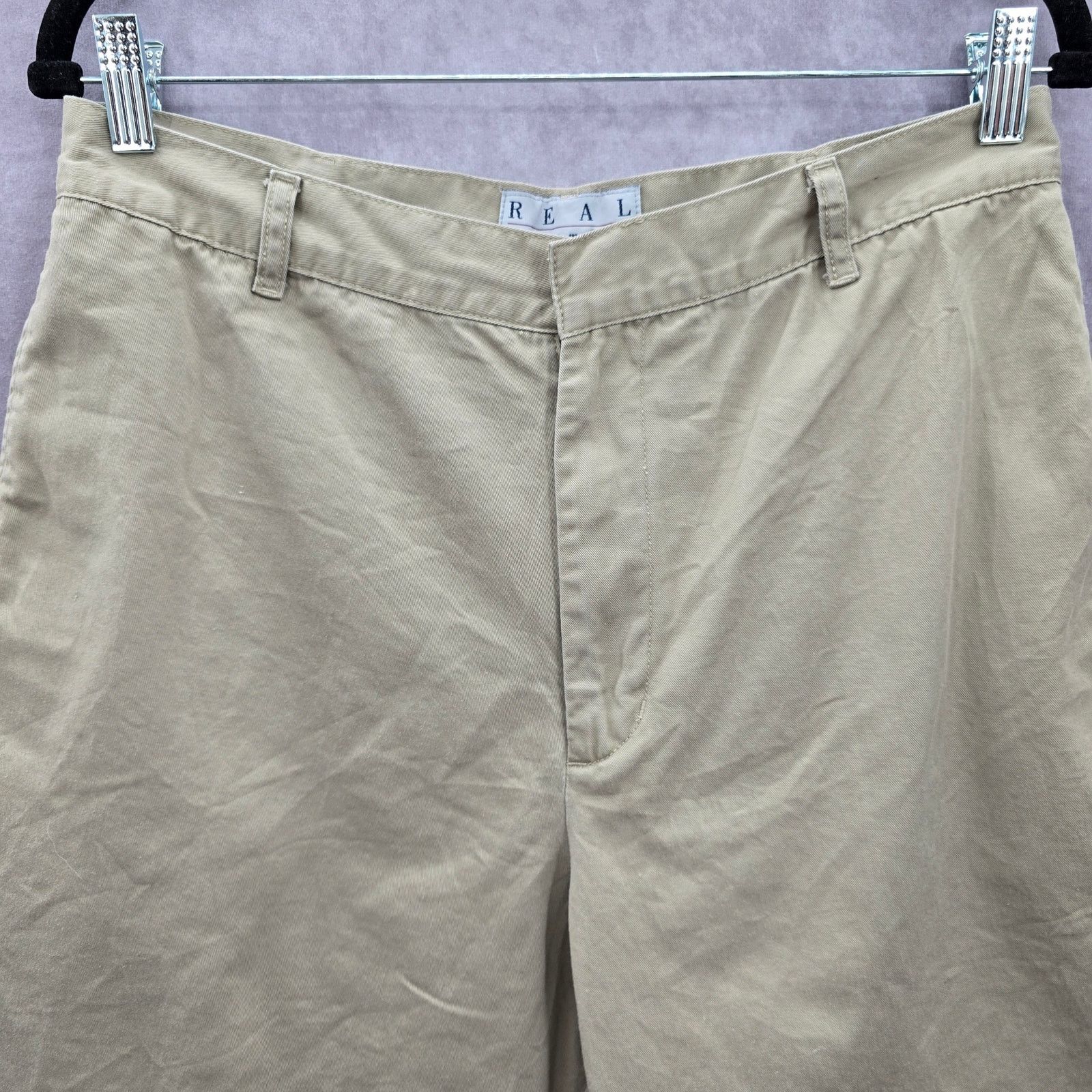 Other Real Comfort Tan Flat Front Bermuda Cotton Shorts Plus 14 Size 36" / US 14 / IT 50 - 3 Thumbnail