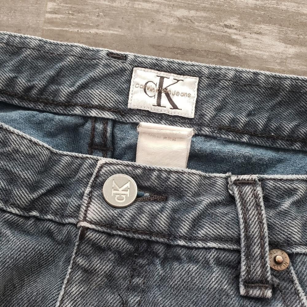 Designer Dark Denim Distressed CK Jean Short Size 34" / US 12 / IT 48 - 3 Thumbnail