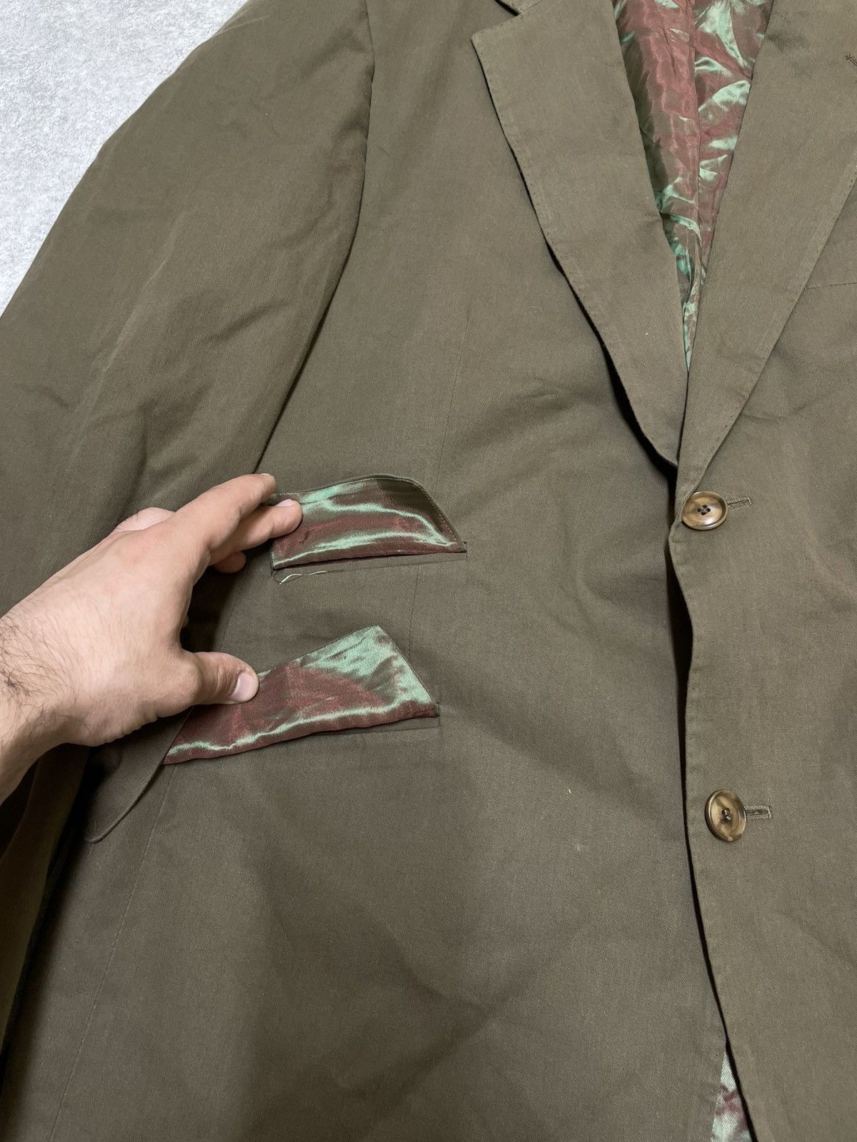 Burberry × Burberry Prorsum Khaki Y2K Burberry Blazer Jacket LGB Opium Style Size 50L - 4 Thumbnail