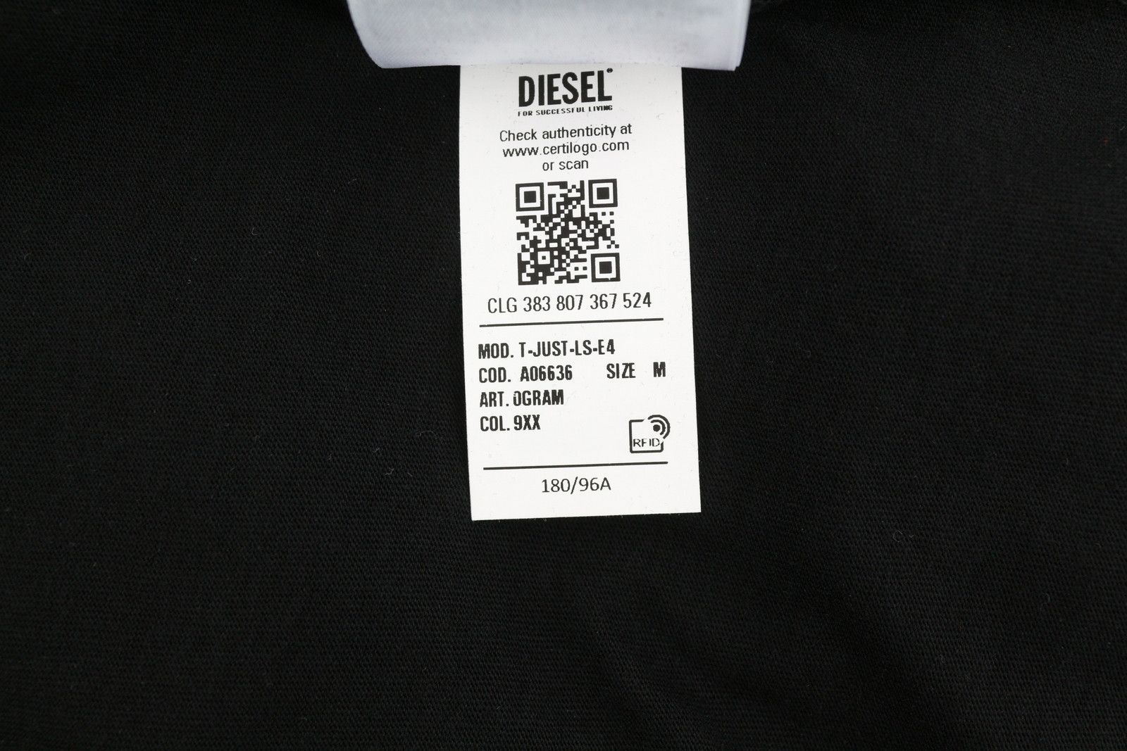 Diesel T-JUST-LS-E4 M Black Tricot Printed T-Shirt 41000 Size US M / EU 48-50 / 2 - 10 Thumbnail