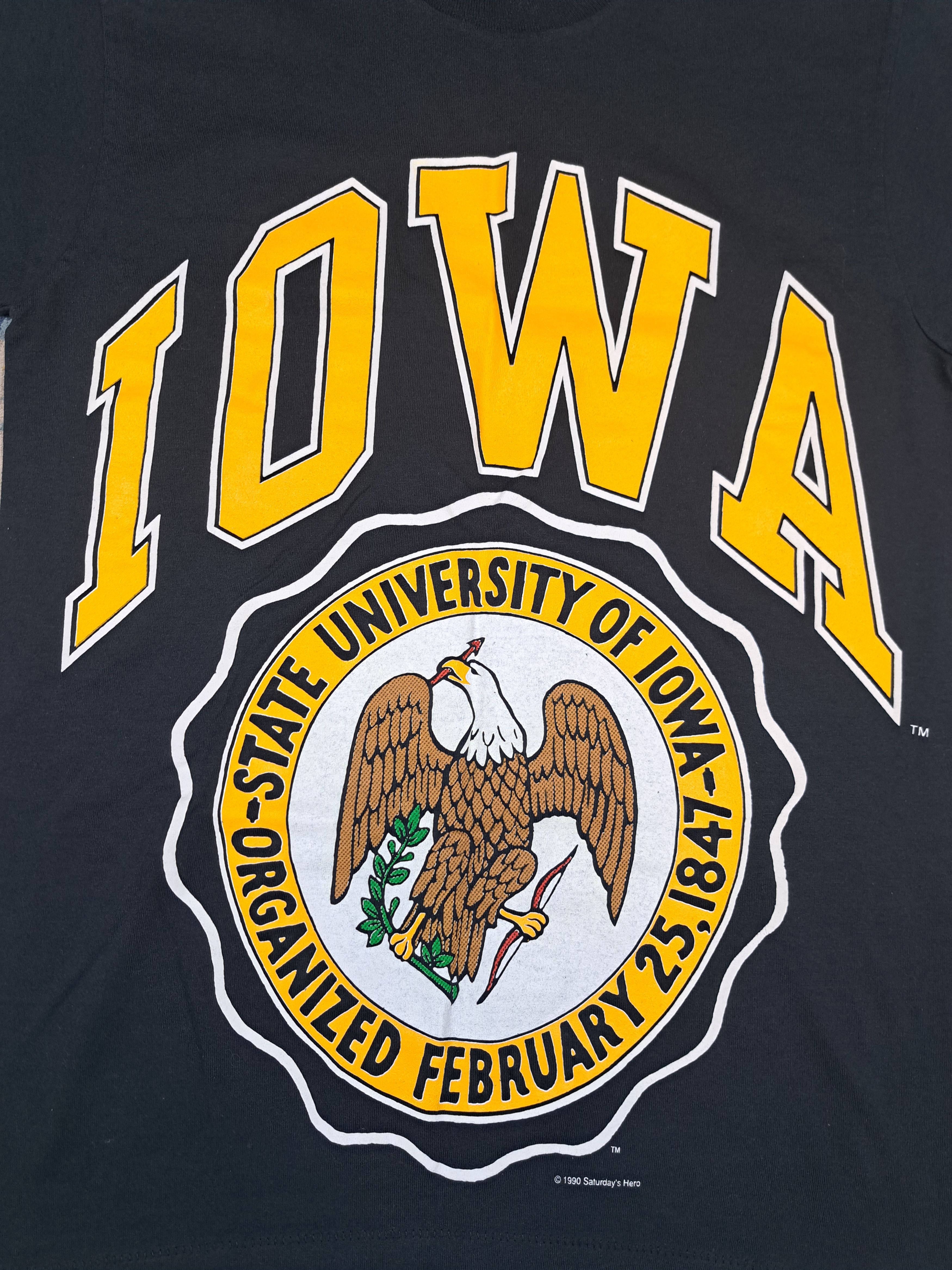 Vintage Vintage 1990 Iowa University Big Logo Single Stitch Tee Size US M / EU 48-50 / 2 - 2 Thumbnail