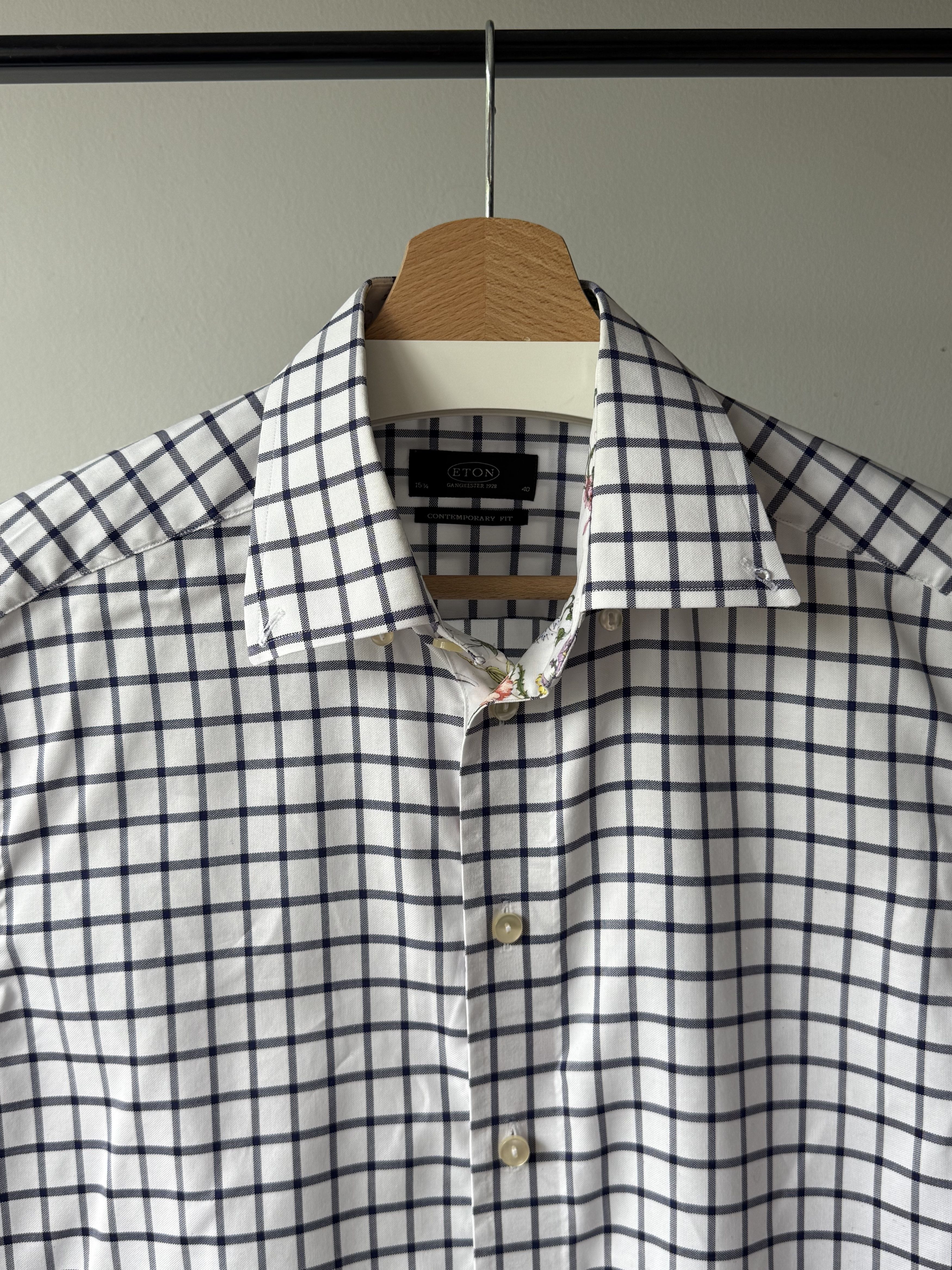 Eton Eton Ganghester 1928 Contemporary Fit Plaid Floral S/S Shirt Size US M / EU 48-50 / 2 - 7 Thumbnail