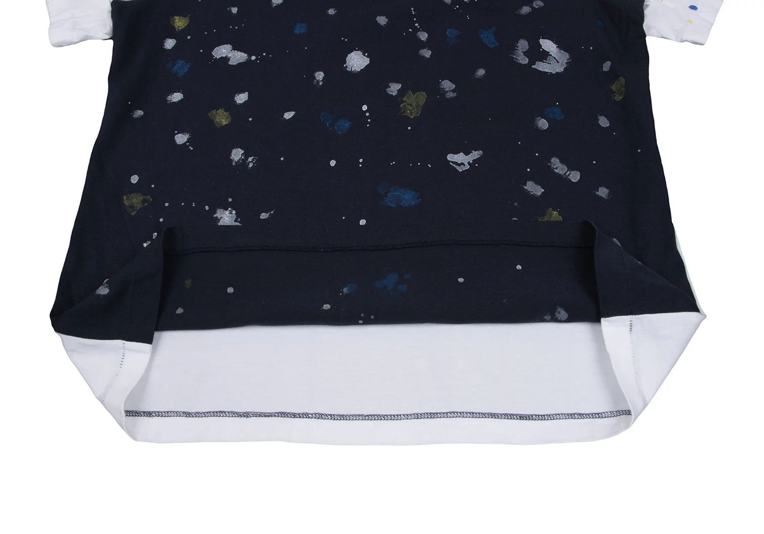Jean Paul Gaultier Paint Print Cut T-Shirt in White and Navy for Men Size US M / EU 48-50 / 2 - 9 Thumbnail