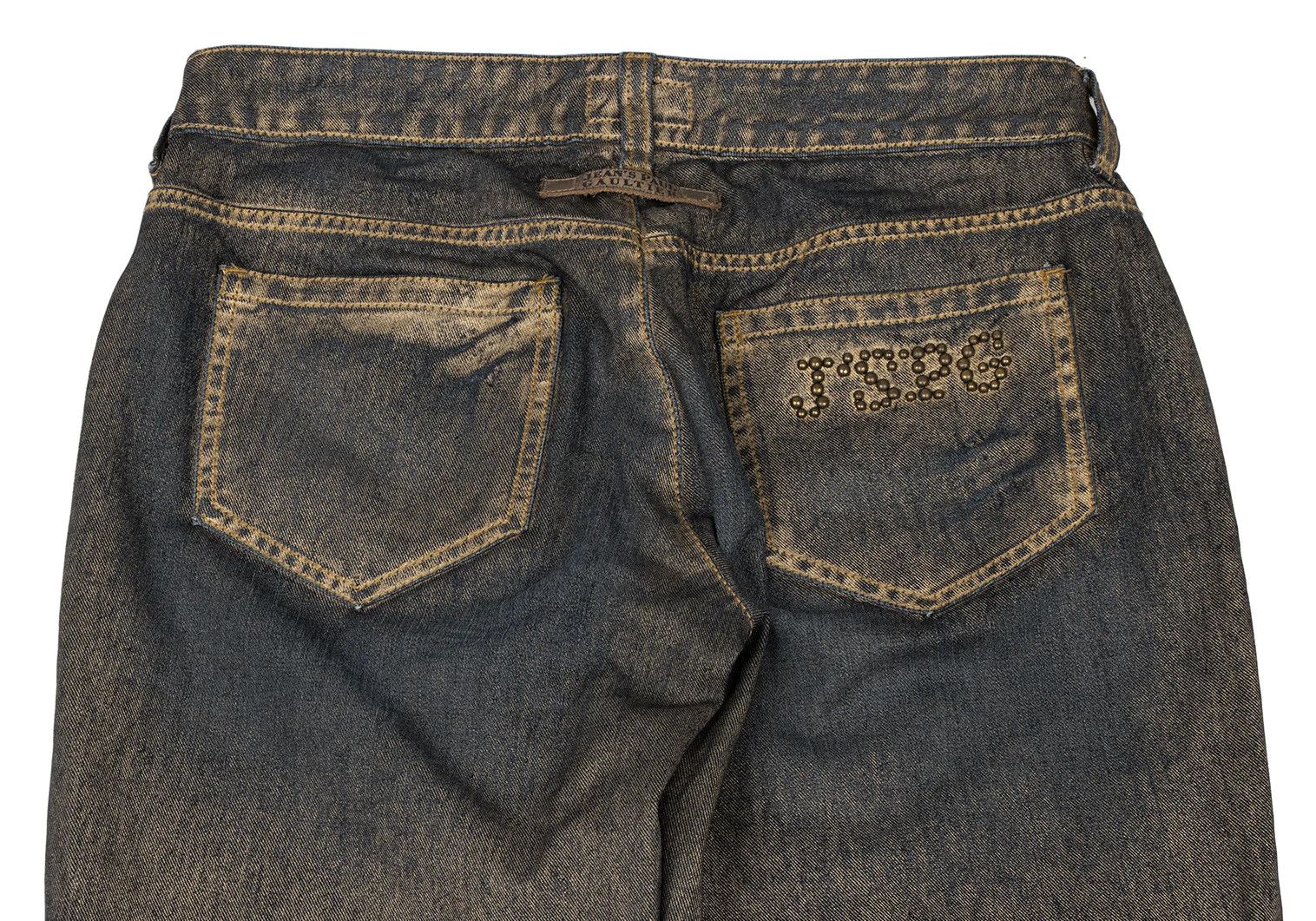 Jean Paul Gaultier Gold Paint Studded Zip Hem Denim in Indigo Gold 30 Size US 30 / EU 46 - 12 Thumbnail