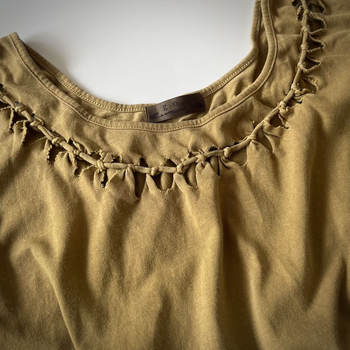 Japanese Brand Goa 00s Distressed Lace-up Fringe Tunic Size US XS / EU 42 / 0 - 5 Thumbnail