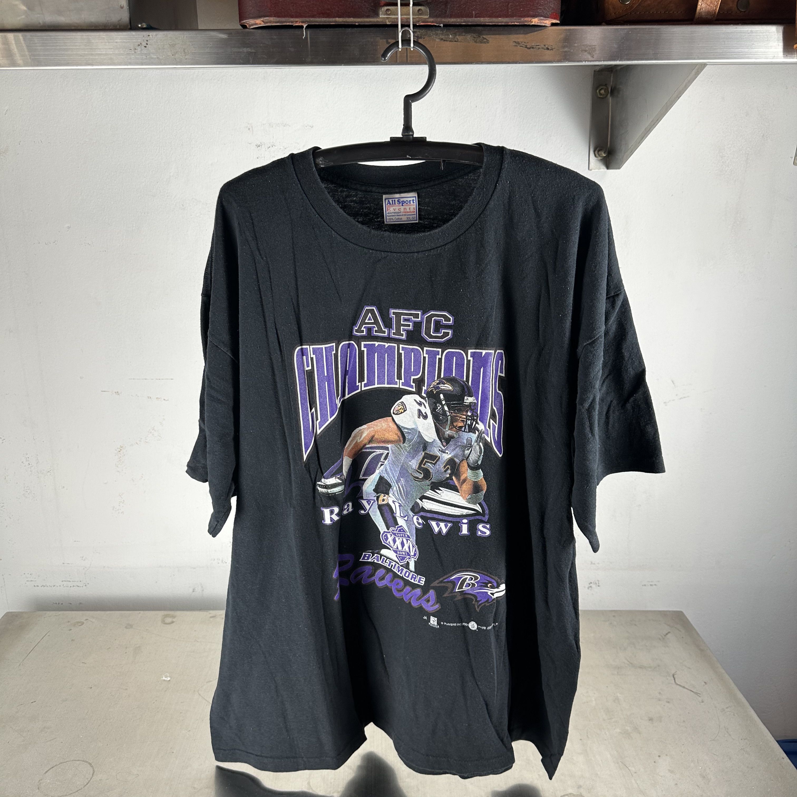 Vintage 2001 Ray Lewis Baltimore Ravens NFL AFC Champions T-Shirt Size US XL / EU 56 / 4 - 1 Thumbnail
