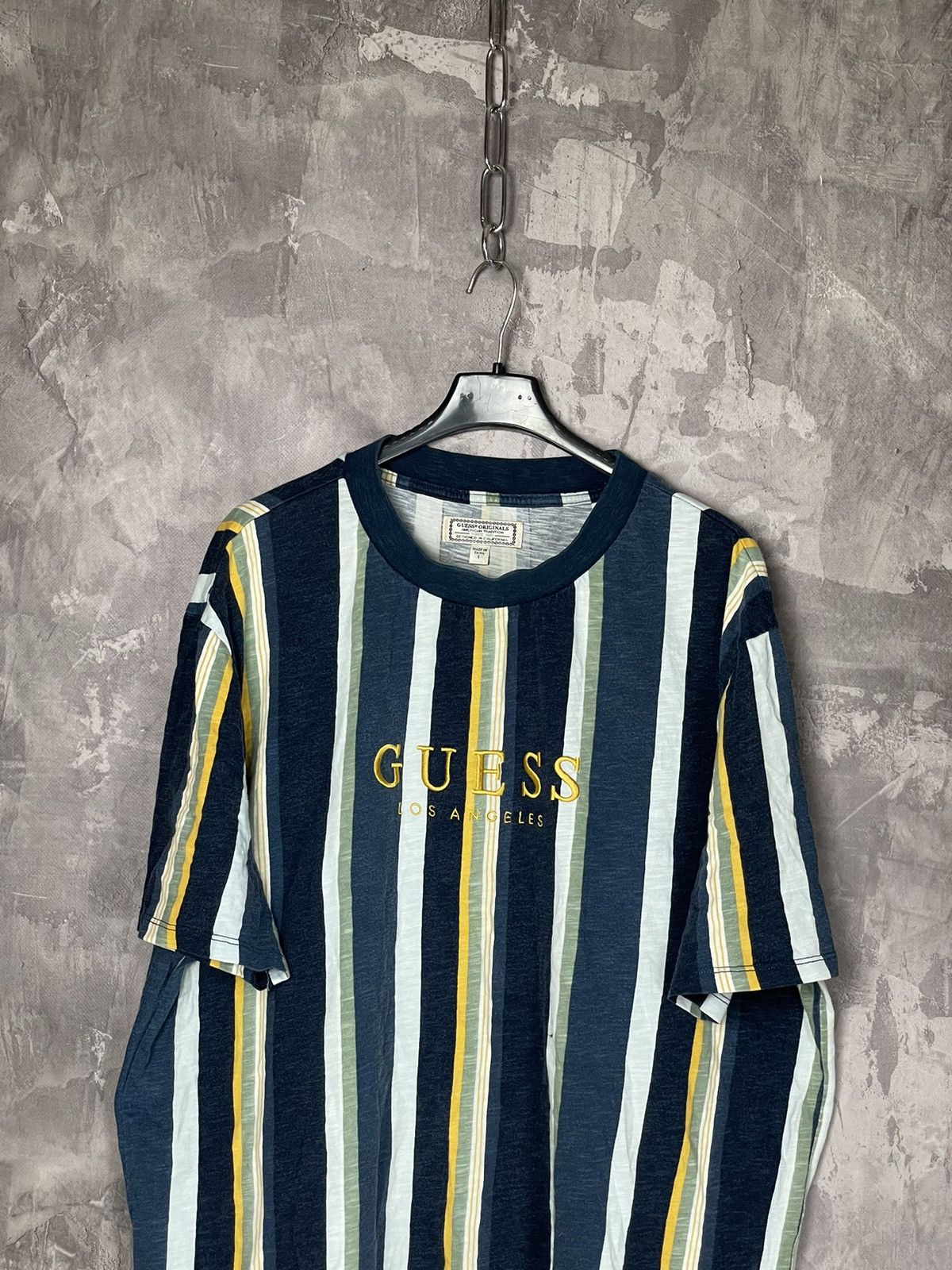 A$AP Rocky × Guess × Vintage Vintage GUESS like ASAP ROCKY Striped Spellout T Shirt Size US L / EU 52-54 / 3 - 2 Thumbnail