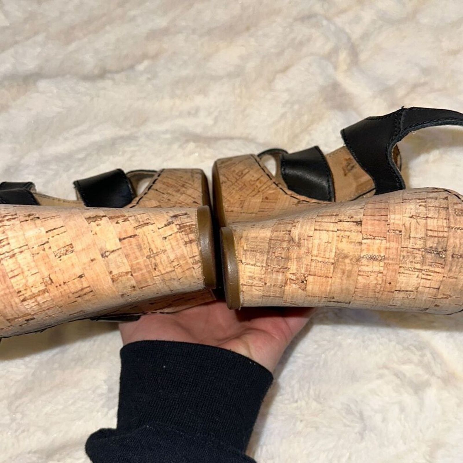 Other Born Black Patent Leather Cork Wedge Sandals | Sz 7 Size US 7 / IT 37 - 7 Thumbnail