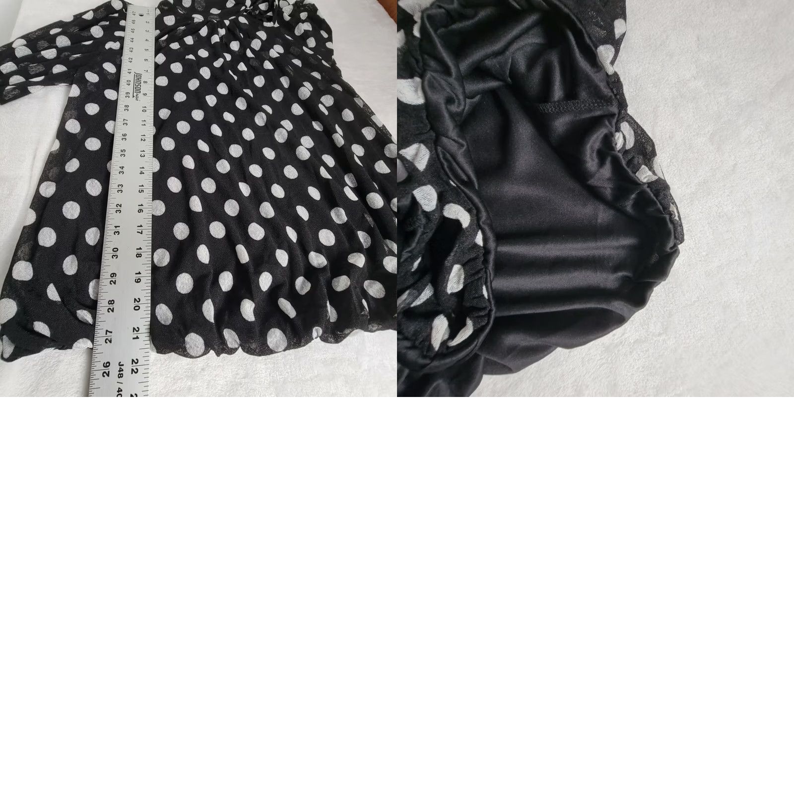 Vintage Ember Blouse Black White Polka Dot Tie-Neck Puff Sleeve Sheer M Size M / US 6-8 / IT 42-44 - 8 Thumbnail