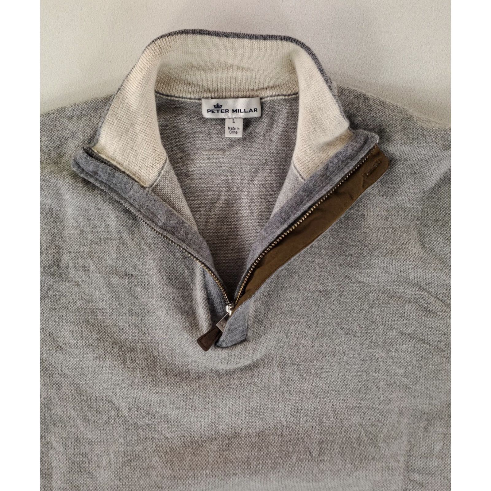 Peter Millar Peter Millar Sweater Birdseye 1/4 Zip Light Gray 100% Merino Wool Mens L Size US L / EU 52-54 / 3 - 2 Thumbnail