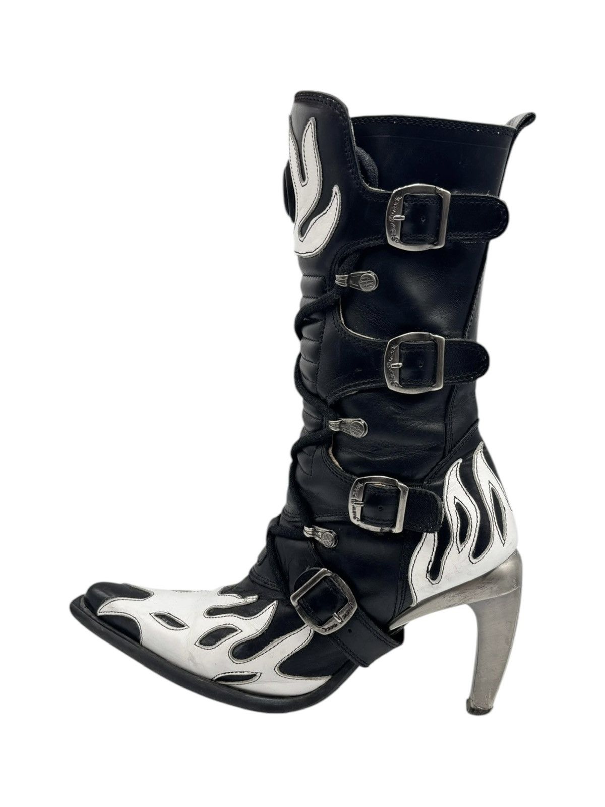 New Rock Vintage New Rock white flame biker heels Size 36 Size US 6 / IT 36 - 8 Thumbnail