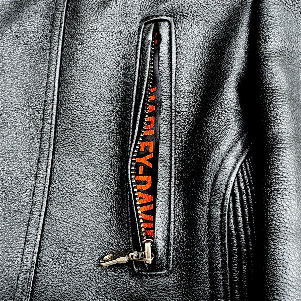 Harley Davidson Leather jacket Harley Davidson black orange motorcycle usa Size L / US 10 / IT 46 - 13 Thumbnail