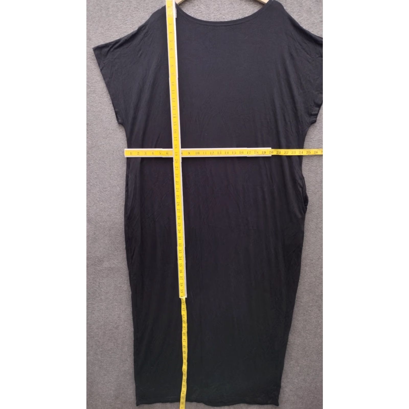 Vintage Nemidor Women's Dress Casual Long A-Line Pocket Short Sleeve Round Neck 2XL Black - Plus Size Shirt/Daywear Size 40" / US 18 - 4 Thumbnail