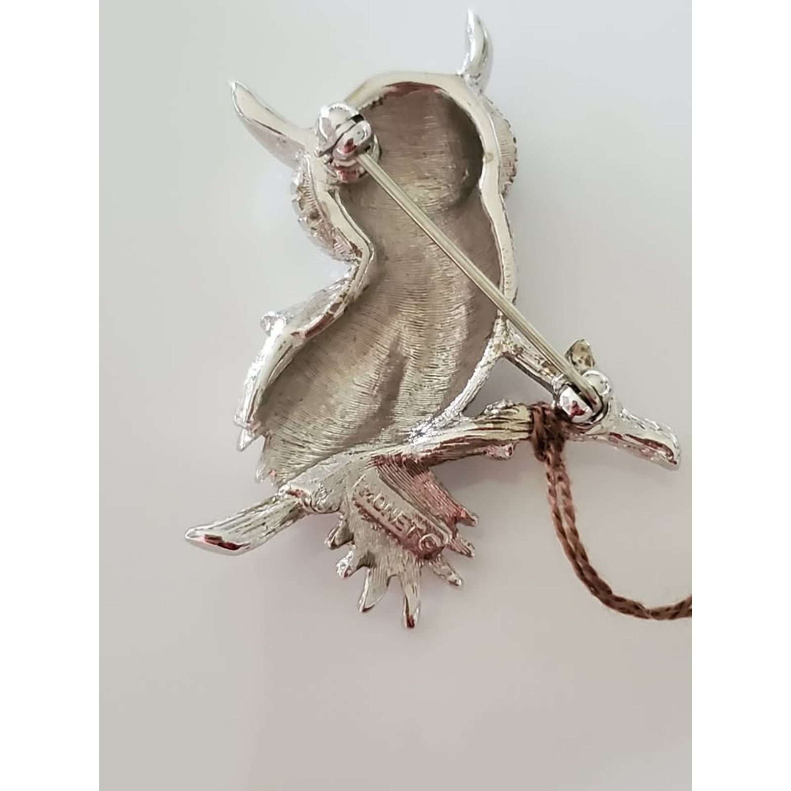 Monet Vintage Monet Designer Silver Brushed Owl Brooch Size ONE SIZE - 2 Thumbnail