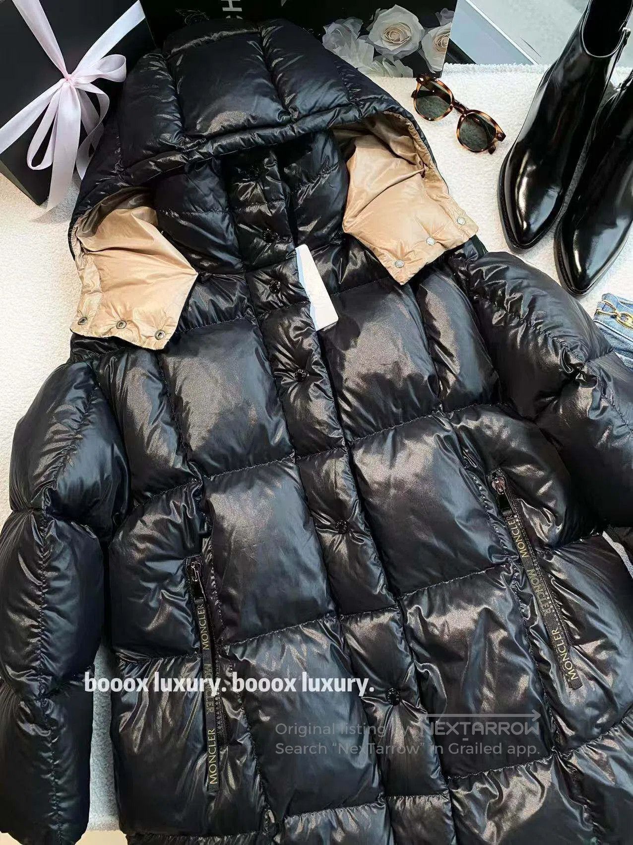 Moncler Moncler Size 4 24SS black gold logo long down jacket| Size XL / US 12-14 / IT 48-50 - 1 Thumbnail